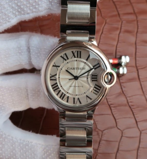 Replica Cartier V6 Ballon Bleu 36mm White Textured Dial SS Bracelet - Top club