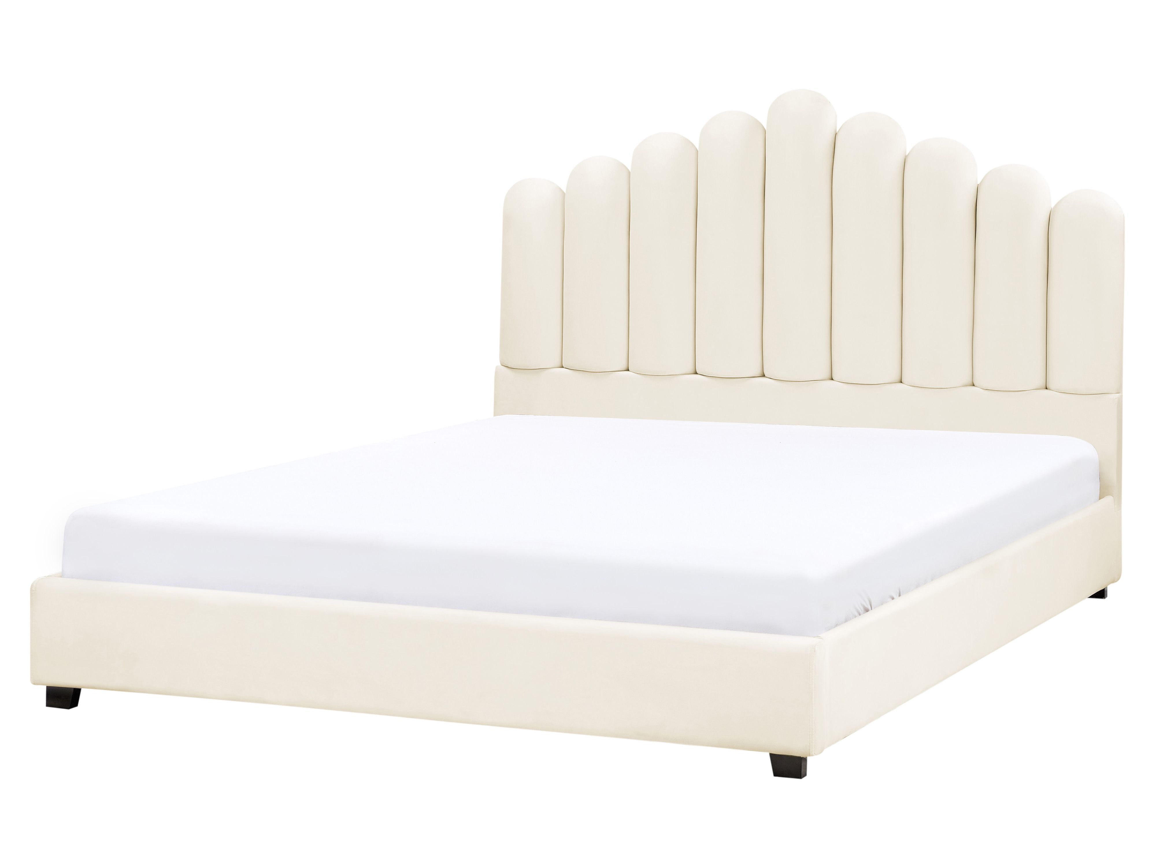 Bed Velvet VINCENNES 160 x 200 cm (EU King Size) Off-White