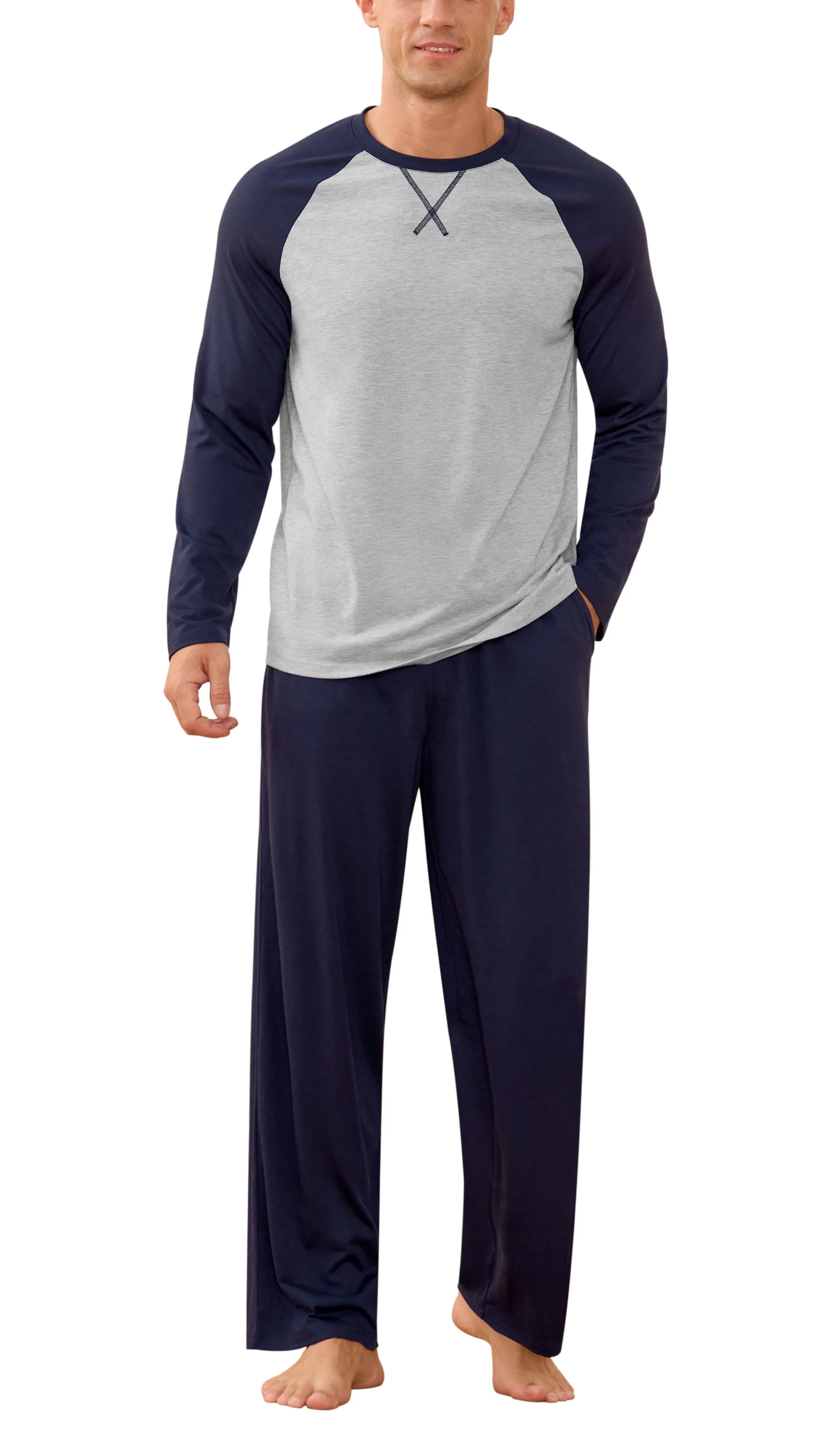 Iceglad Men's Pajamas Set Long Sleeve Sleepwear with Pockets Comfortable Lightweight Pjs Sets for Men - Image 15 Iceglad Men's Pajamas Set Long Sleeve Sleepwear with Pockets Comfortable Lightweight Pjs Sets for Men - Image 15