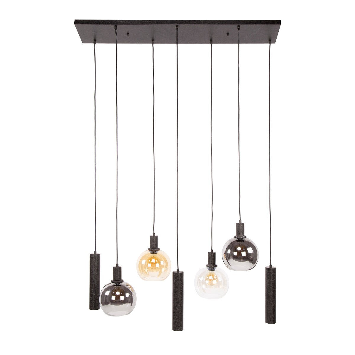 Fraaai - Bruno hanglamp tricolore 4+3-lichts - artic zwart