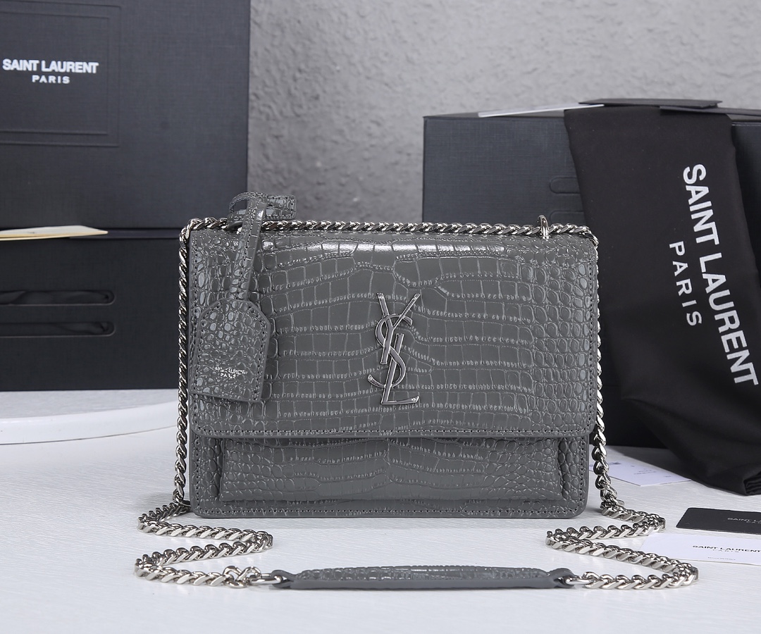 Replica Ysl Sunset Medium In Crocodile Embossed Shiny Leather 17371:1High-quality replica