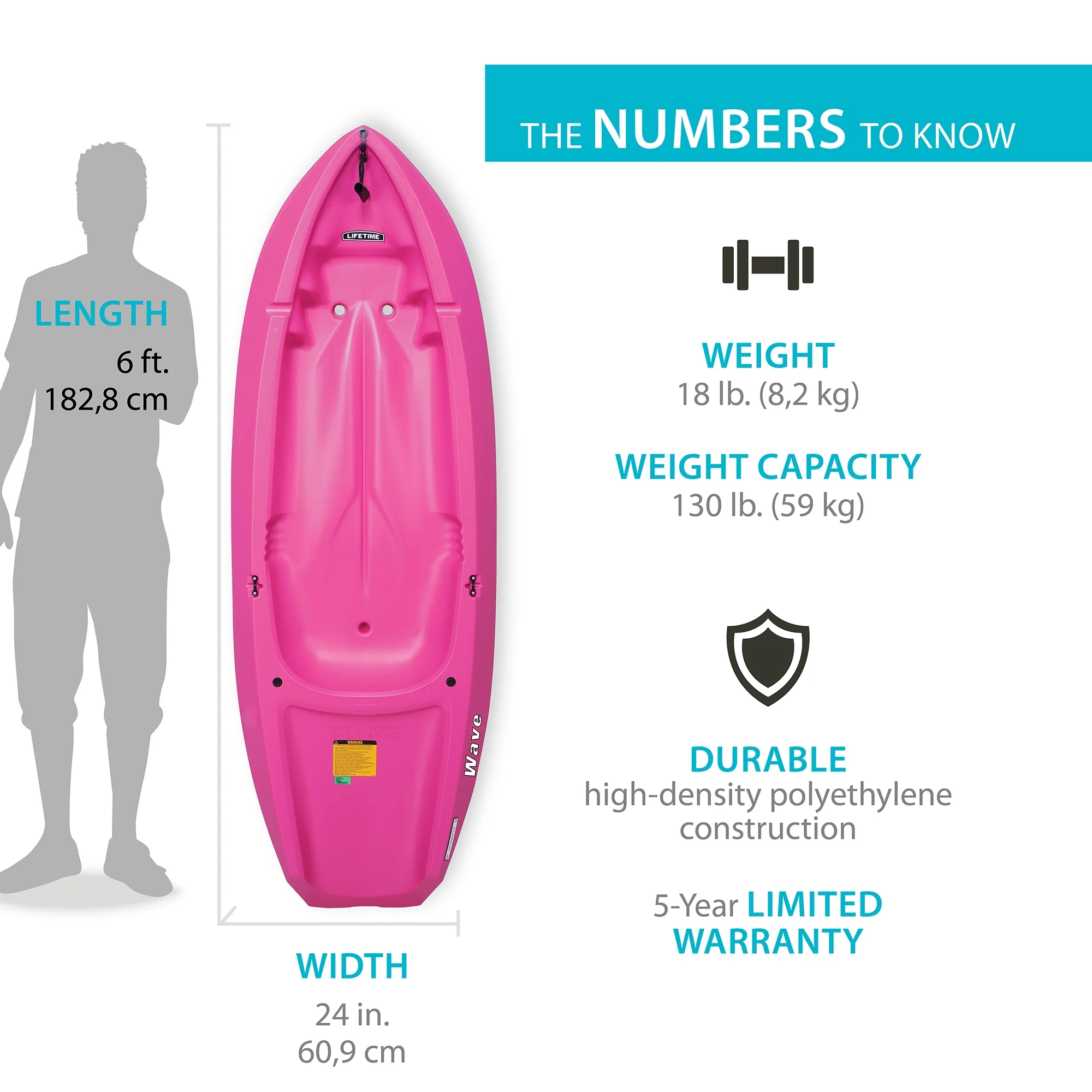 Lifetime Wave 6 ft Youth Kayak, Fire Red (91401) - Image 62