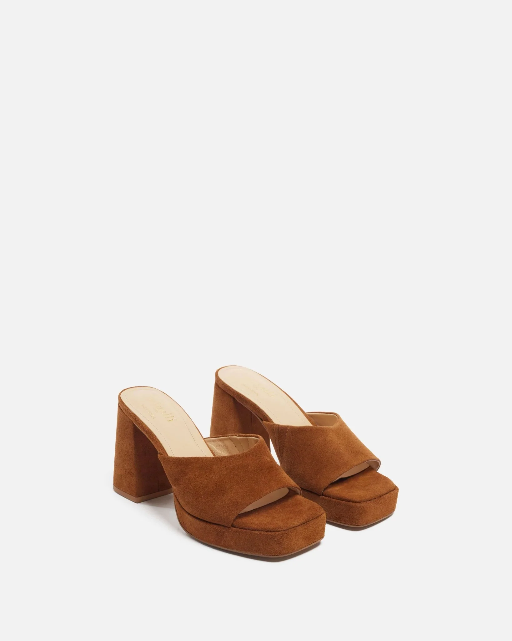 MULES JERNI/VEL - En cuir velours à talons cognac