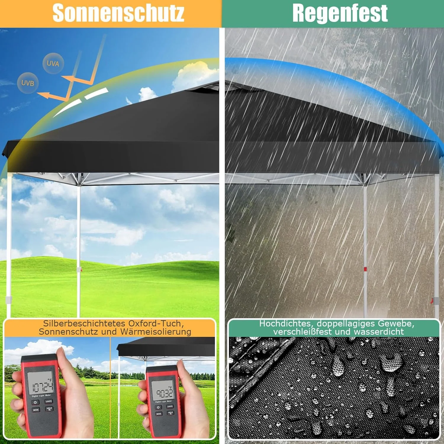 COBIZI 10x10 EZ Pop up Canopy Gazebo with Sidewalls,Pop up Canopy Tent Instant Shelter for Outdoor Party Camping Backyard Beach with Air Vent ,Carry Bag,Stakes,Ropes,Black - Image 2