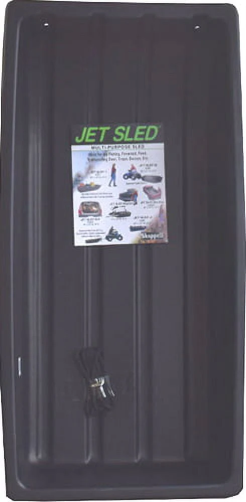 Eagle Claw Shappell Plastic 66 In. Poly Jet Sled, Black, Extra Large, Hunting Game Cart - Image 2