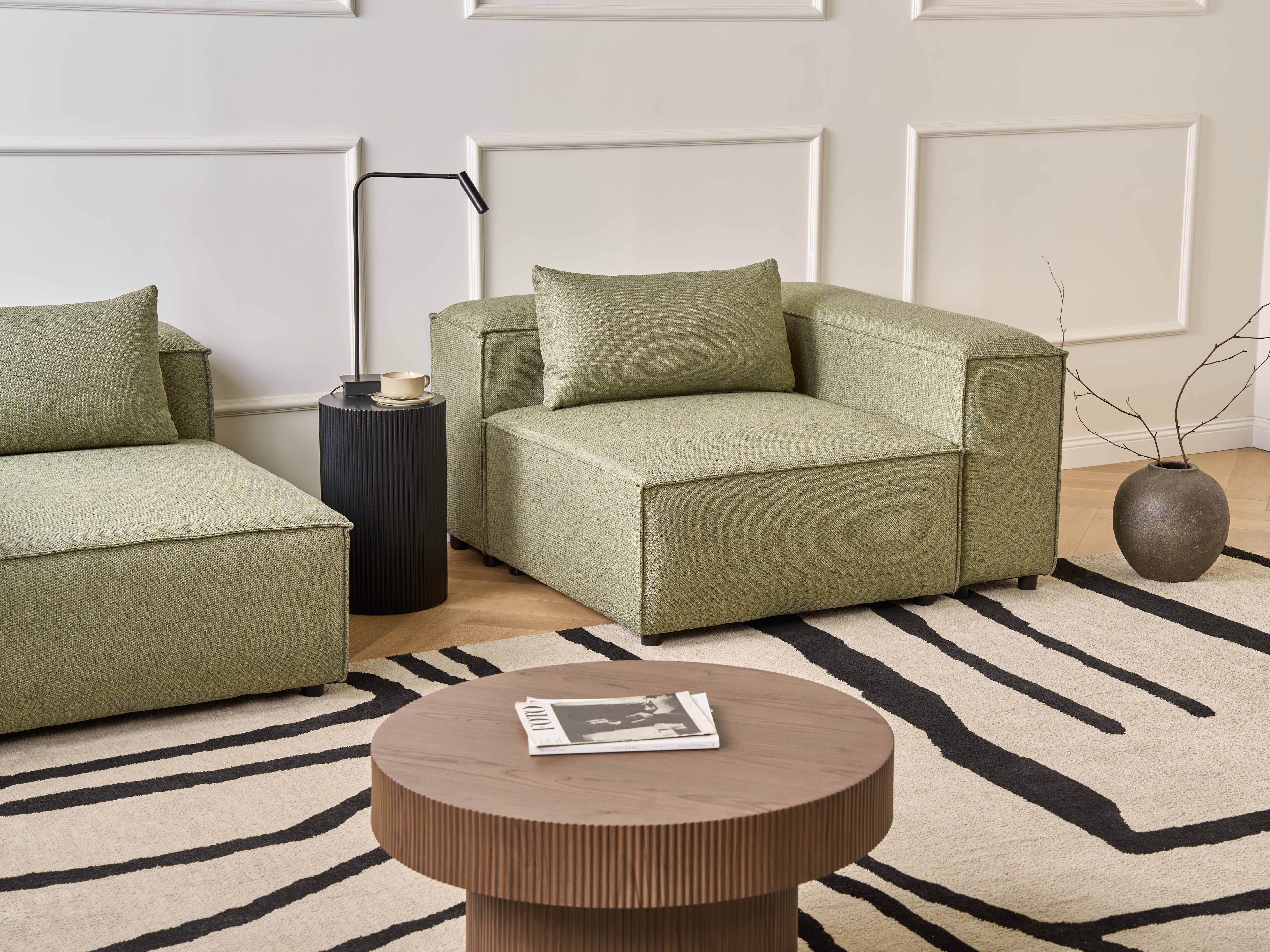 Corner Seat BRANDE Fabric Light Green Symmetrical