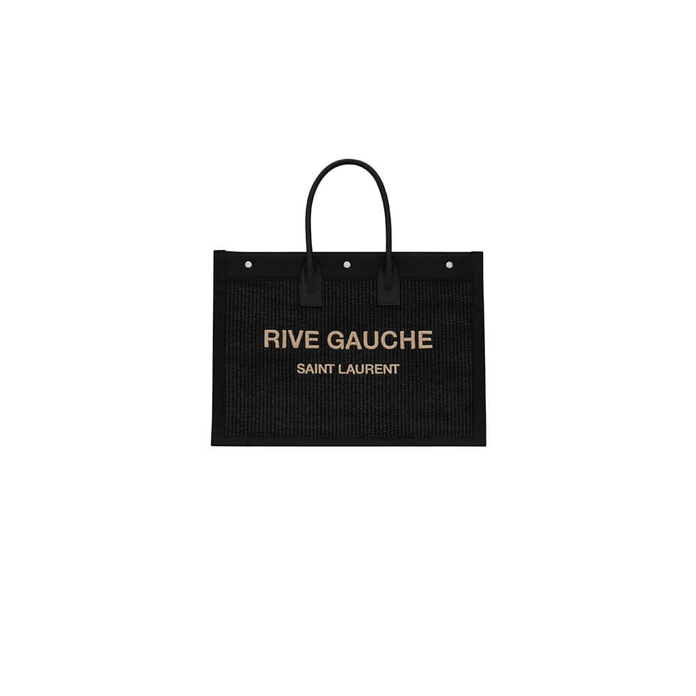 YSL Rive Gauche Large Tote Bag In Embroidered Raffia and Leather1:1High-quality replica