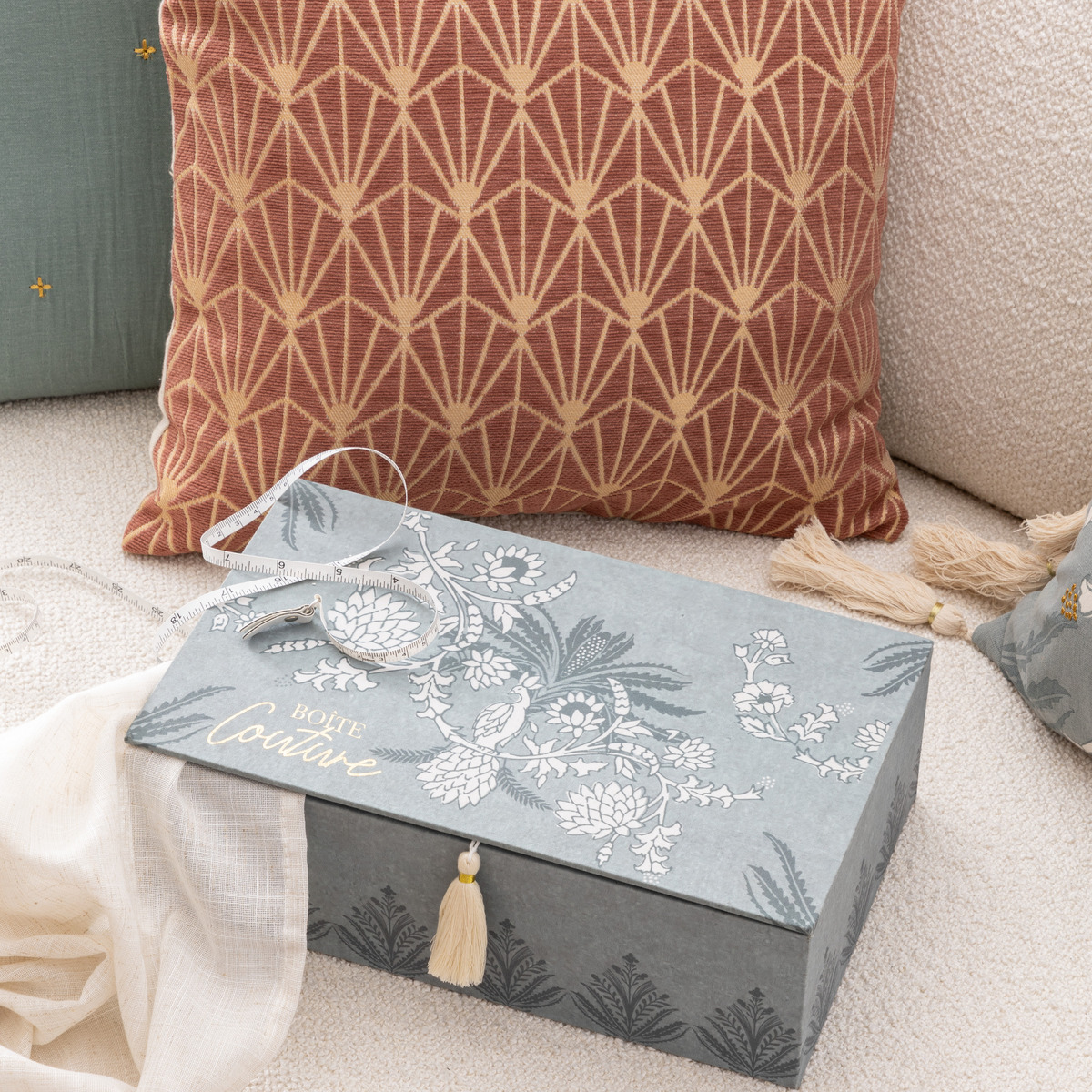 Sewing box "Wild" Ceramic, Light Blue, 30x18.5 cm