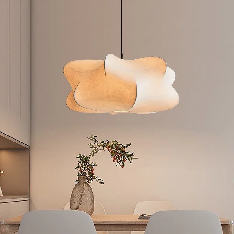 Japanse Zijde Hanglamp - Minimalistische Elegant met Wabi Sabi Ontwerp - Timeless Japanese Aesthetic for Modern Interiors