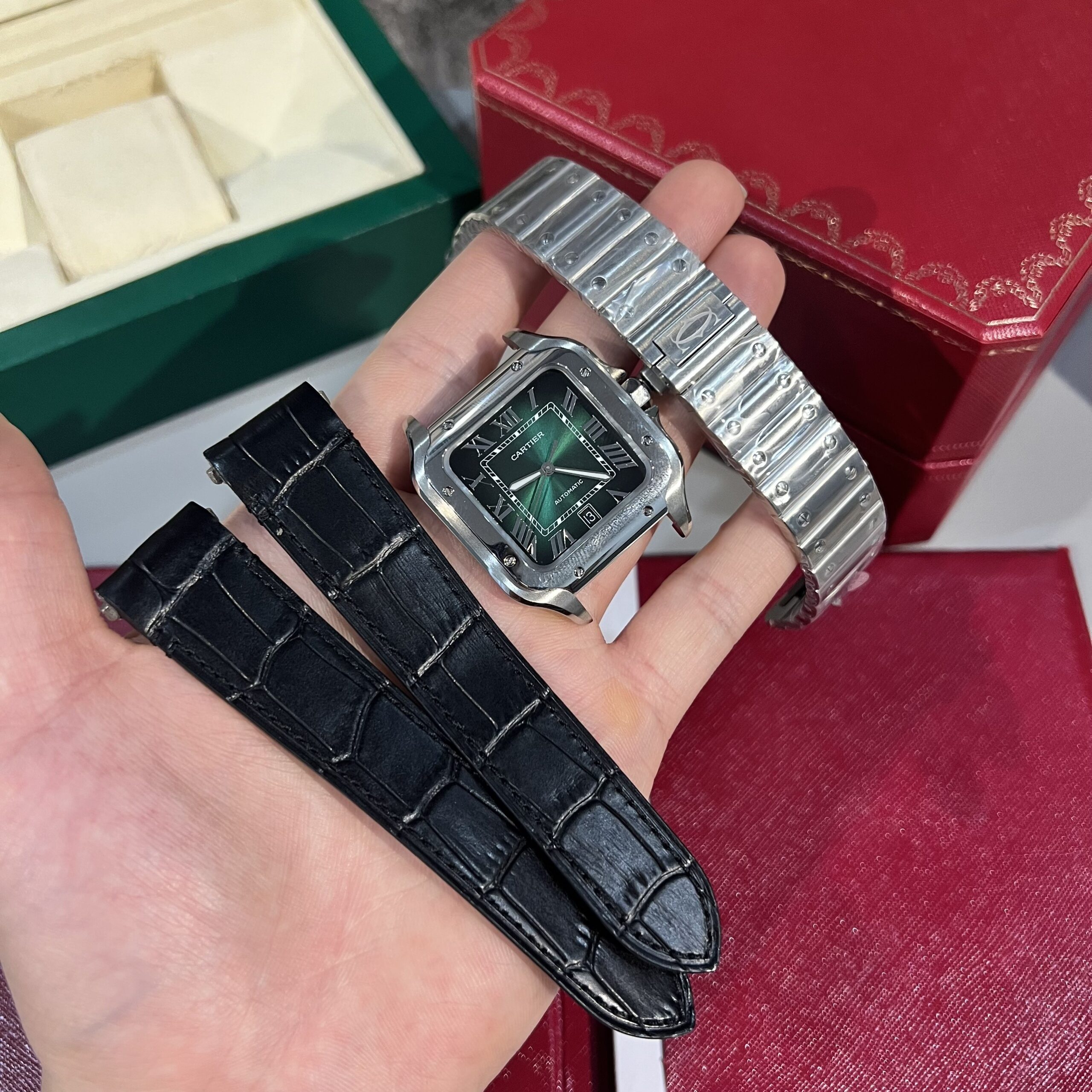 CARTIER SANTOS WSSA0062 REPLICA 1:1 GREEN DIAL BV FACTORY 39.8MM - Top club