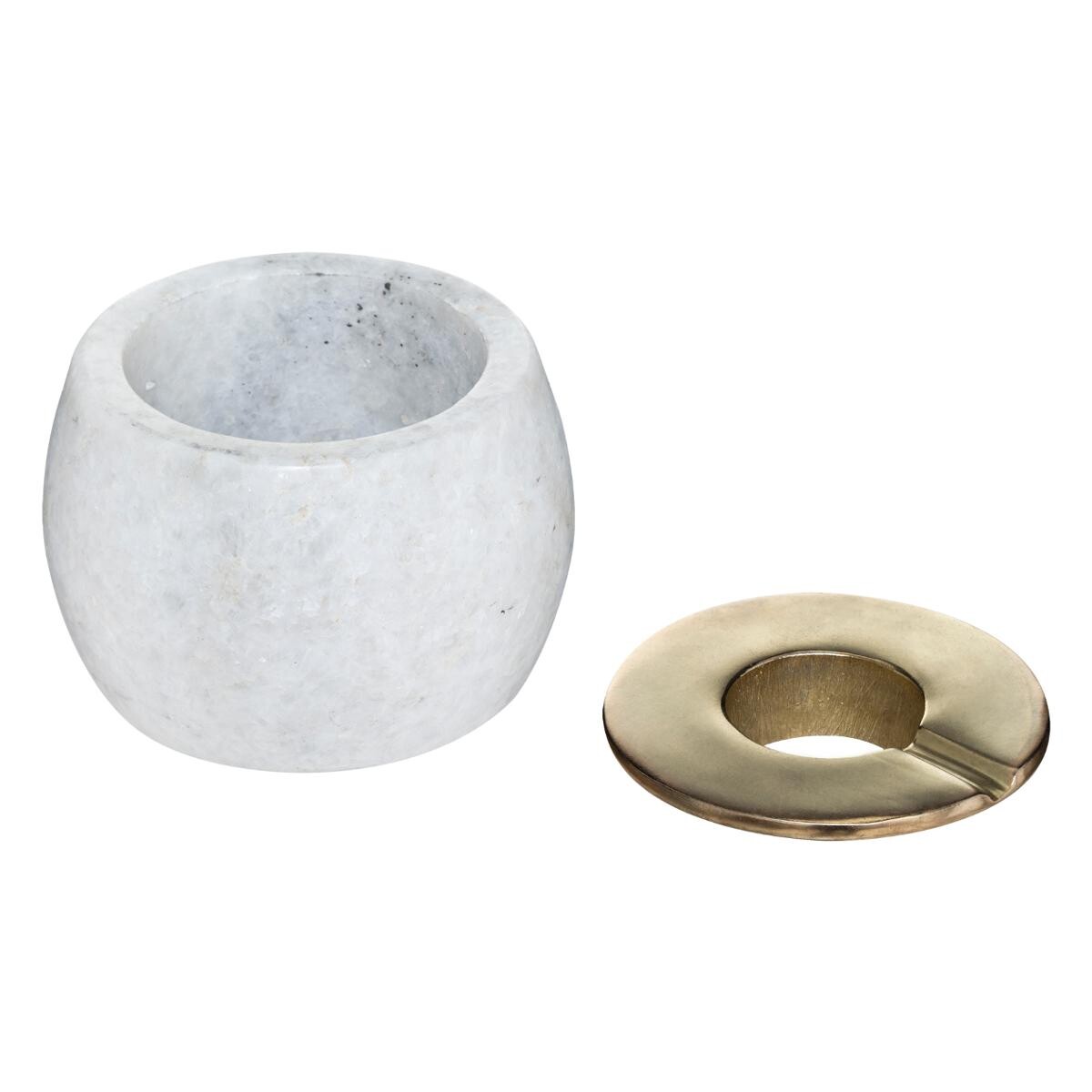 Ashtray, marble and metal White, D.12 cm