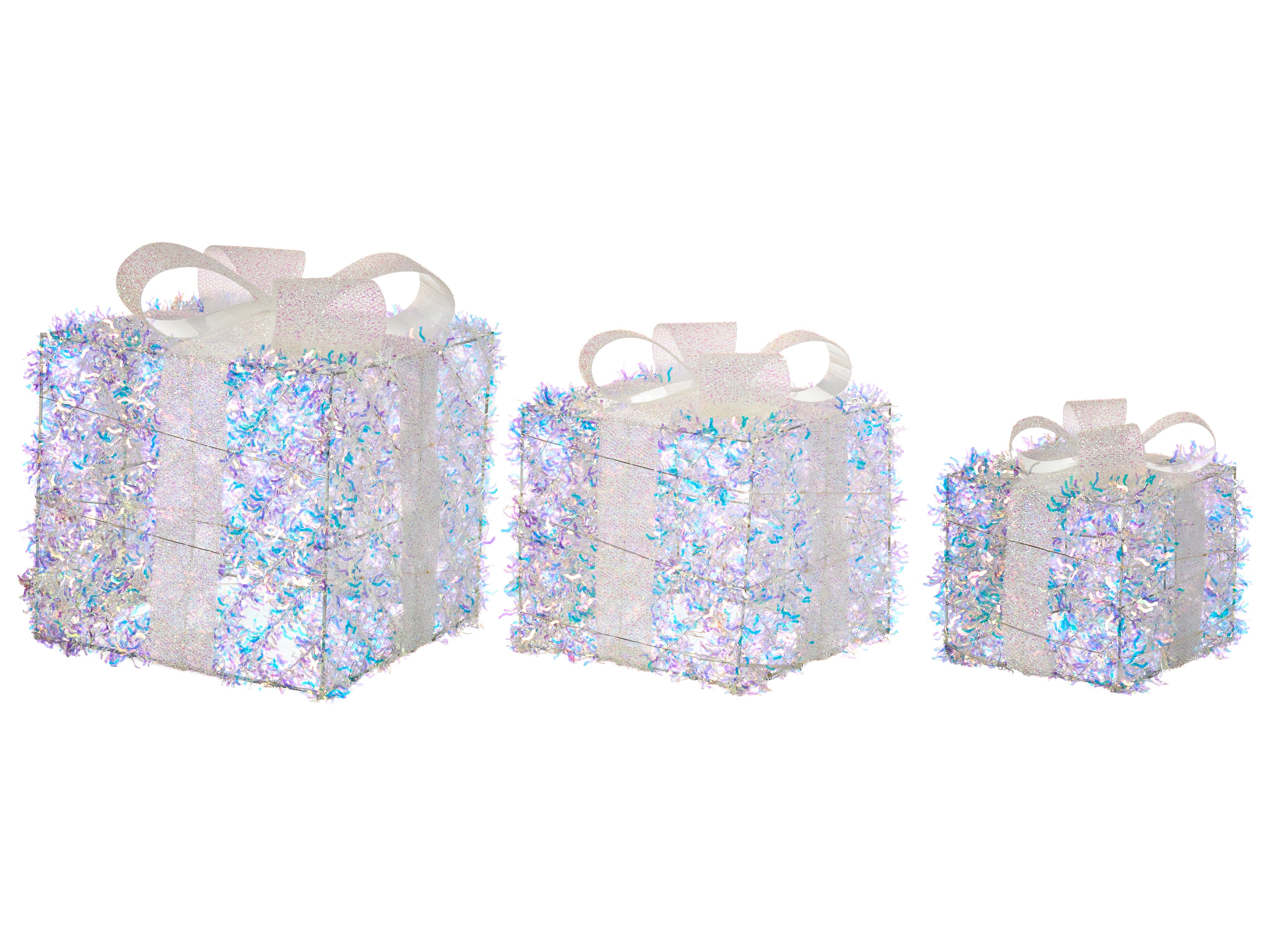 Set of 3 Christmas Decorations LED HALLANGEN Christmas Gifts 20/25/30 cm Multicolour