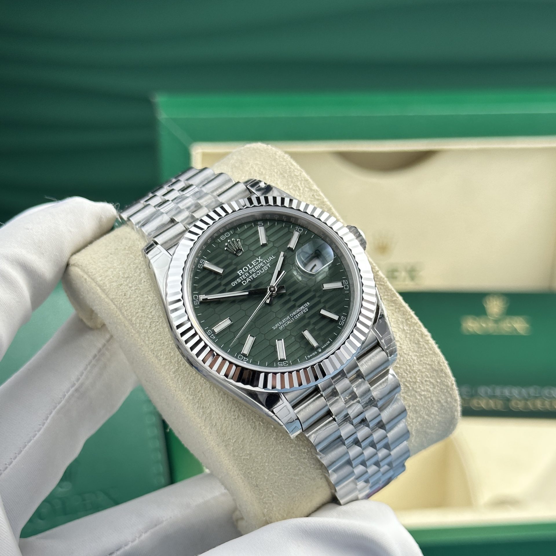 Rolex Replica Watch DateJust 126334 Green Motif Dial VS Factory 41mm - Top club