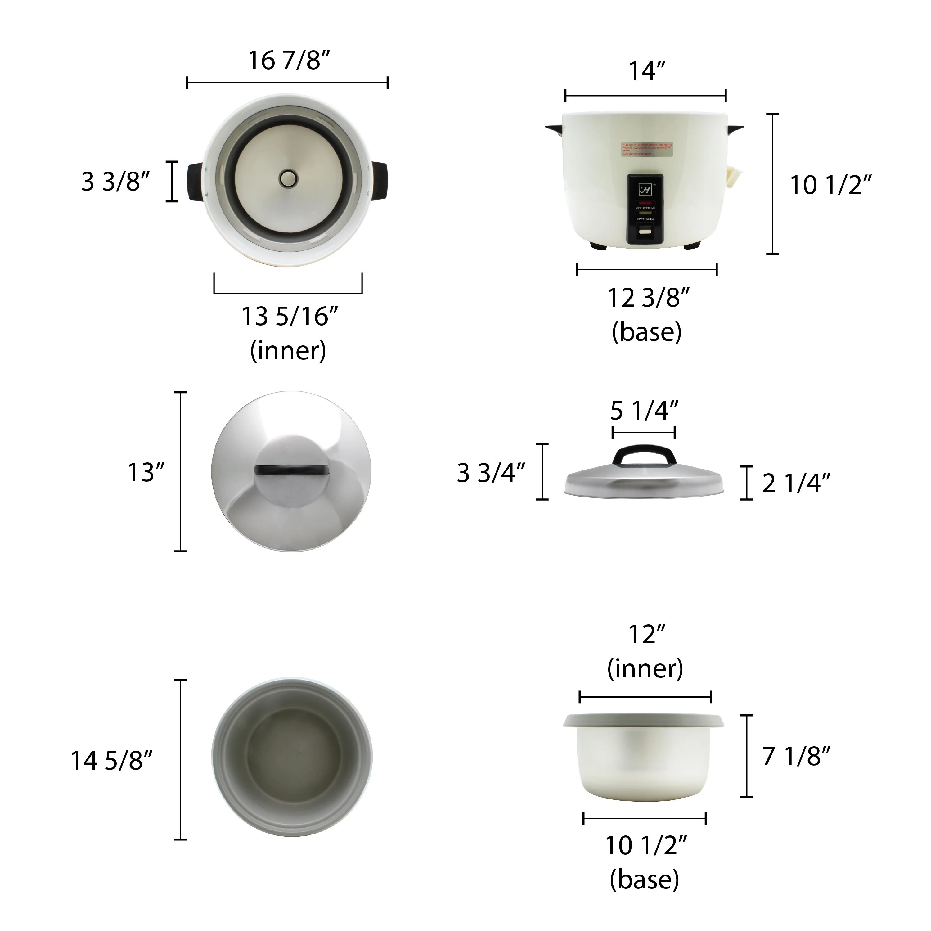 Excellante 30 cup/ 60 bowls rice cooker and warmer, non-stick inner pot, commercial grade, comes in each