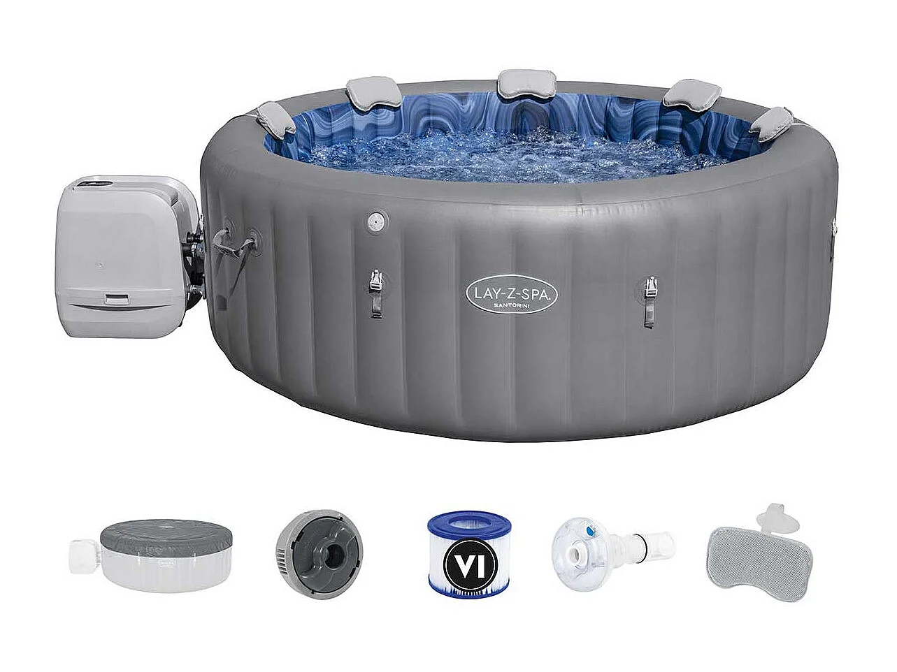 Spa gonflable Lay-Z-Spa Santorini rond HydroJet Pro 5/7 places - Bestway