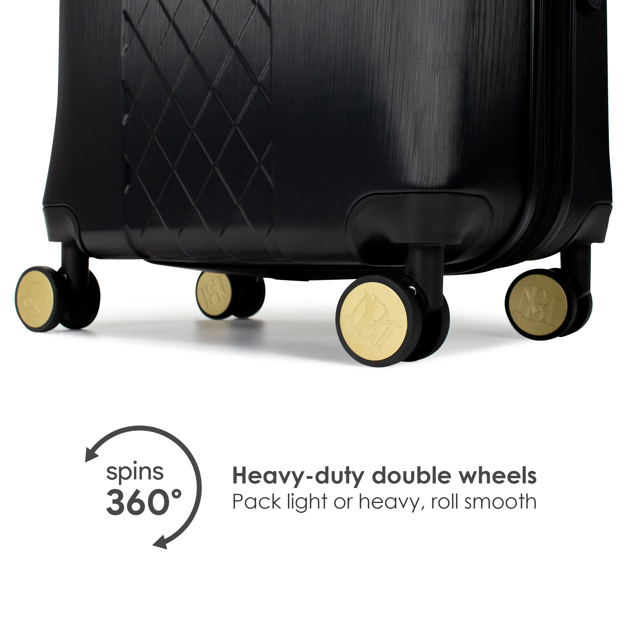 BADGLEY MISCHKA Diamond 3 Piece Expandable Luggage Set (Black) - Image 4