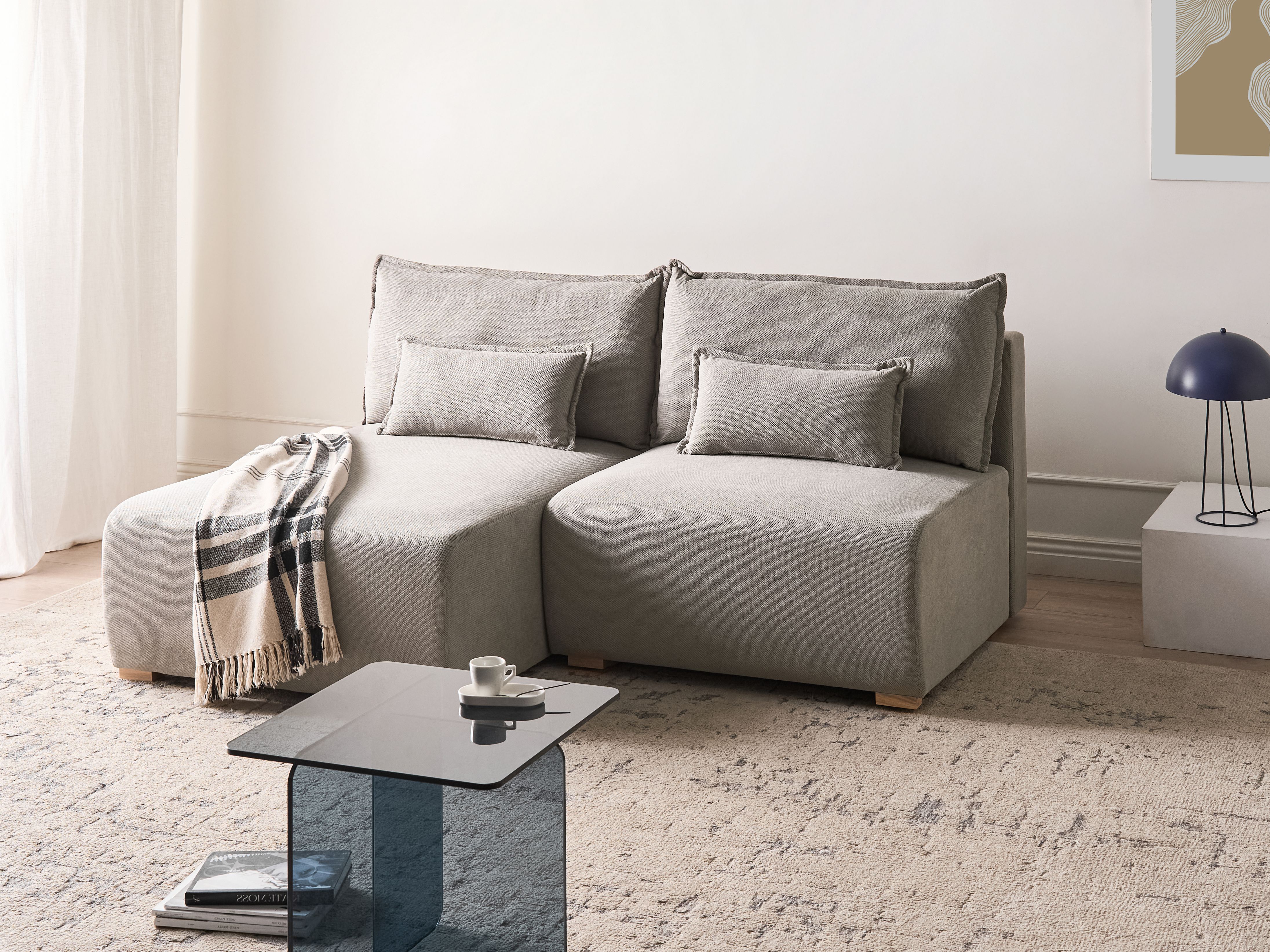 Modular Corner Sofa NERBO Fabric Grey Right Hand