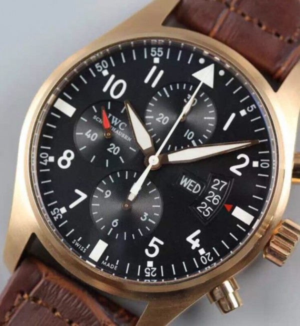 Replica IWC V6 Pilot Chrono RG IW377706 Black Dial A7750 - Top club