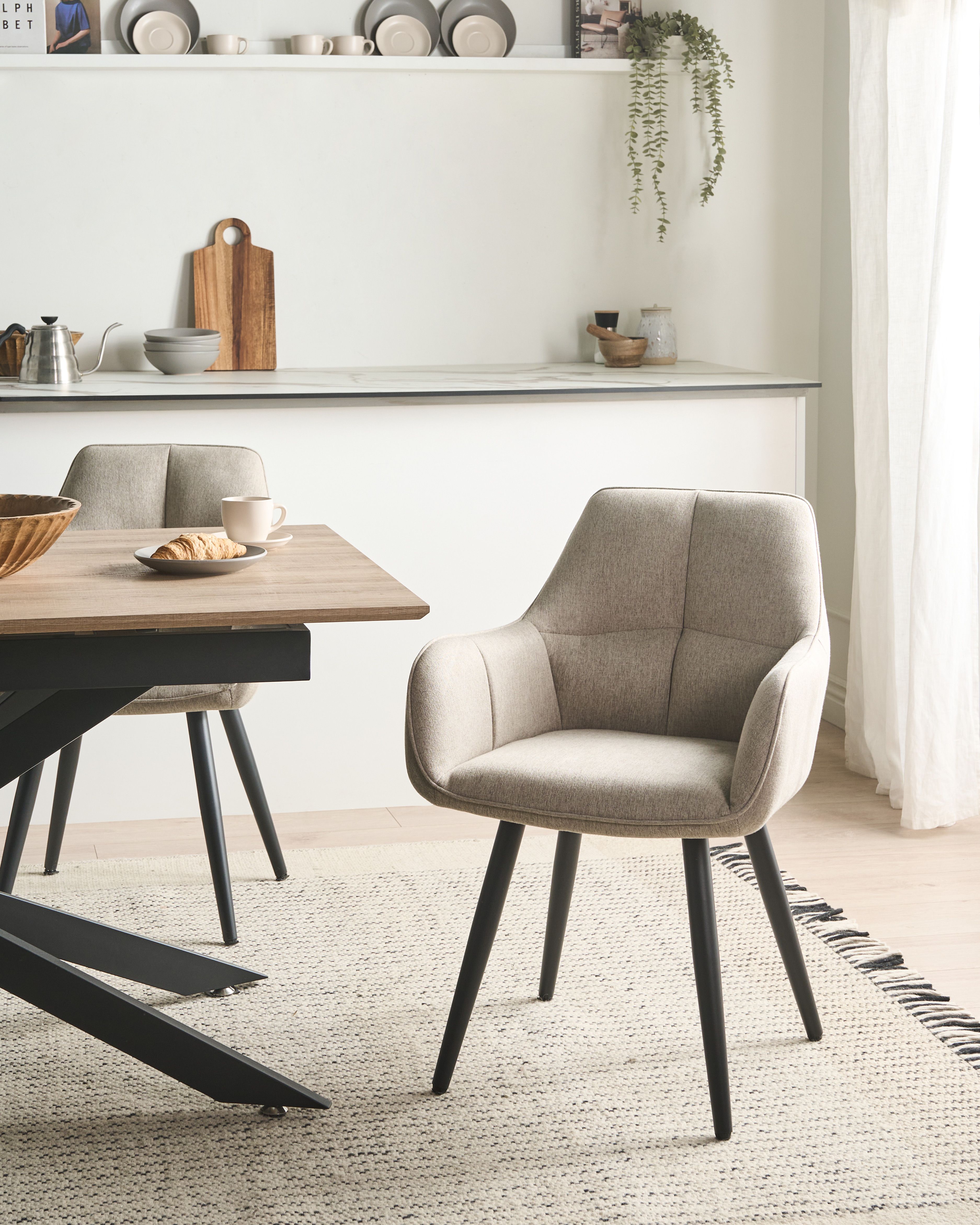 Set of 2 Dining Chairs TIRANO Faux Linen Beige