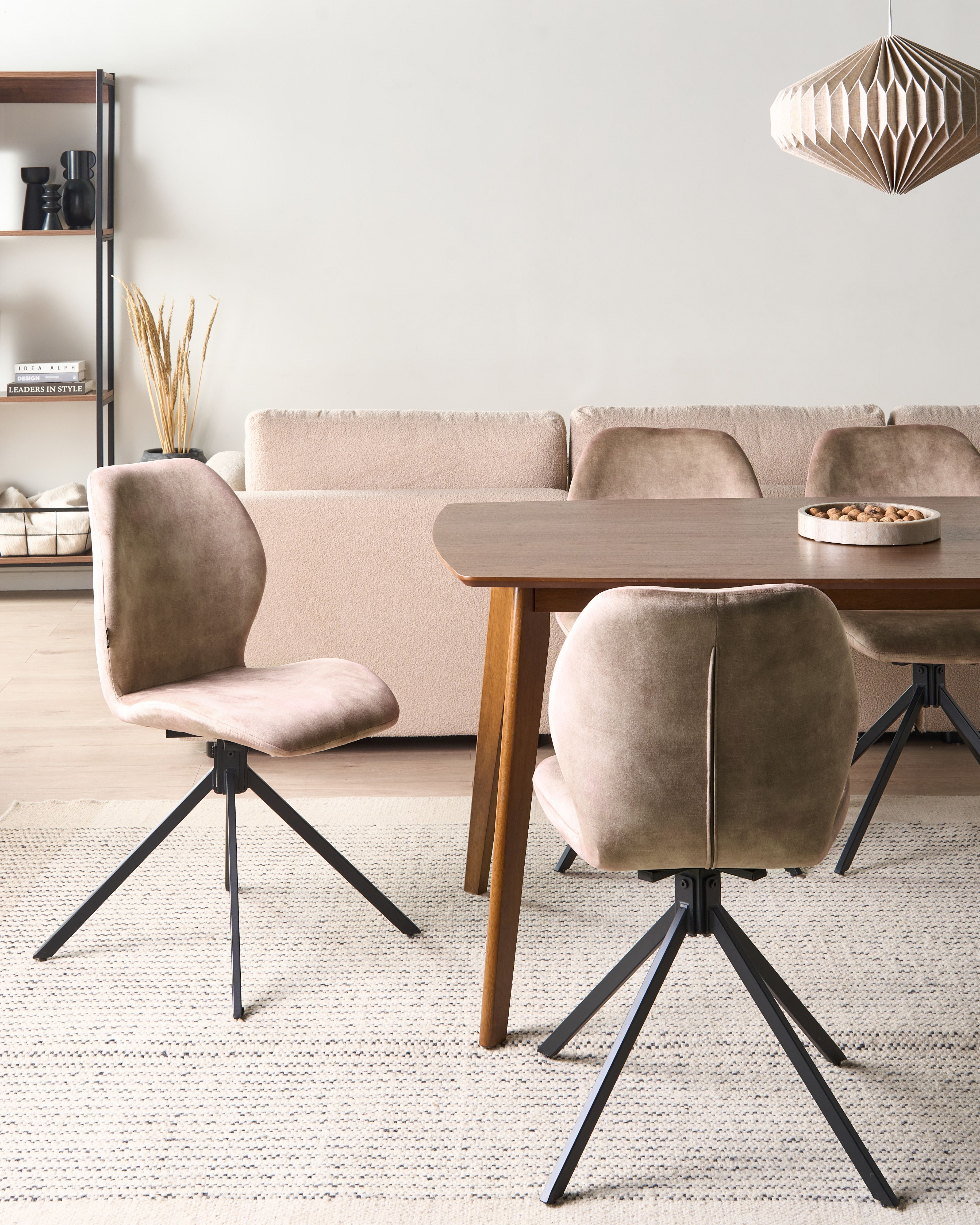 Set of 4 Dining Chairs Swivel MORRISON Velvet Beige