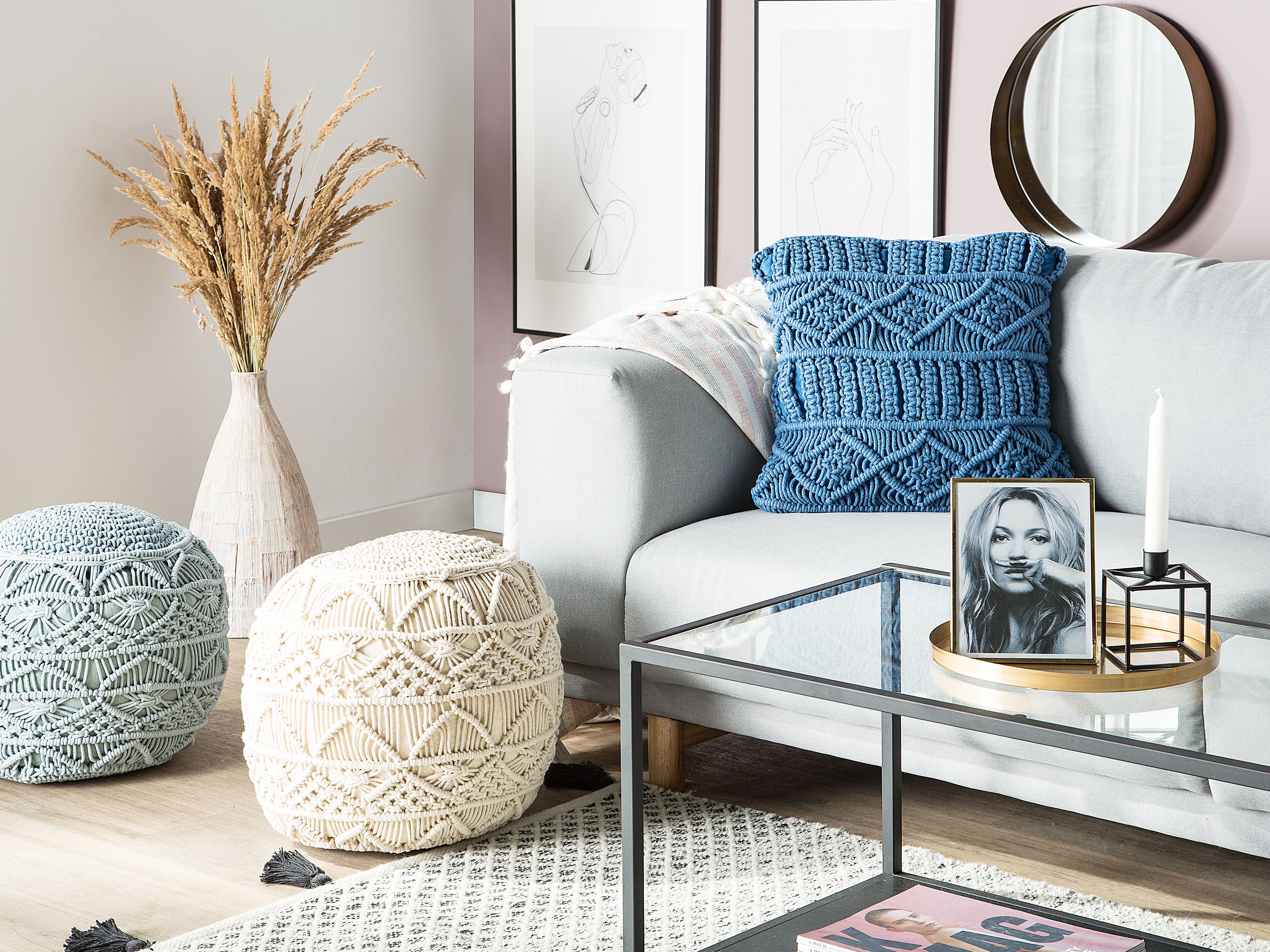 Throw Cushion KARATAS Cotton 45 x 45 cm Blue Solid