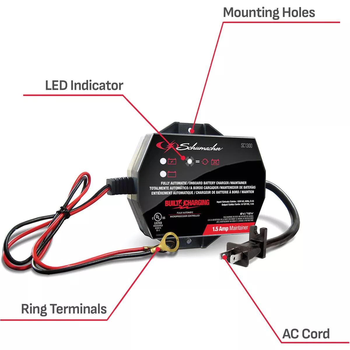 Schumacher Automatic 12V 1.5A Auto Battery Charger/Maintainer