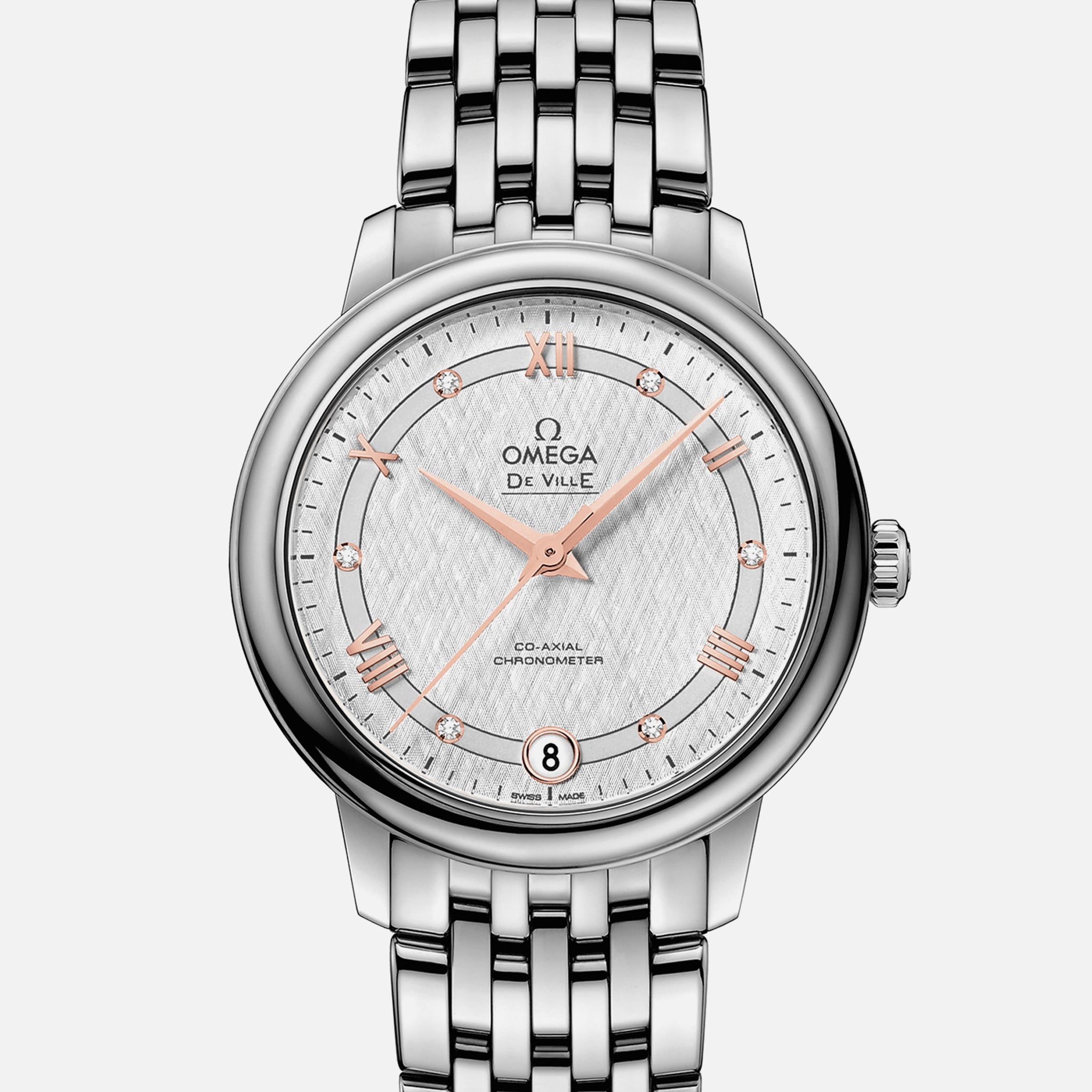De Ville Prestige Co-Axial 32.7mm Silver-Opaline Dial With Diamonds(1:1 replica) - Top club
