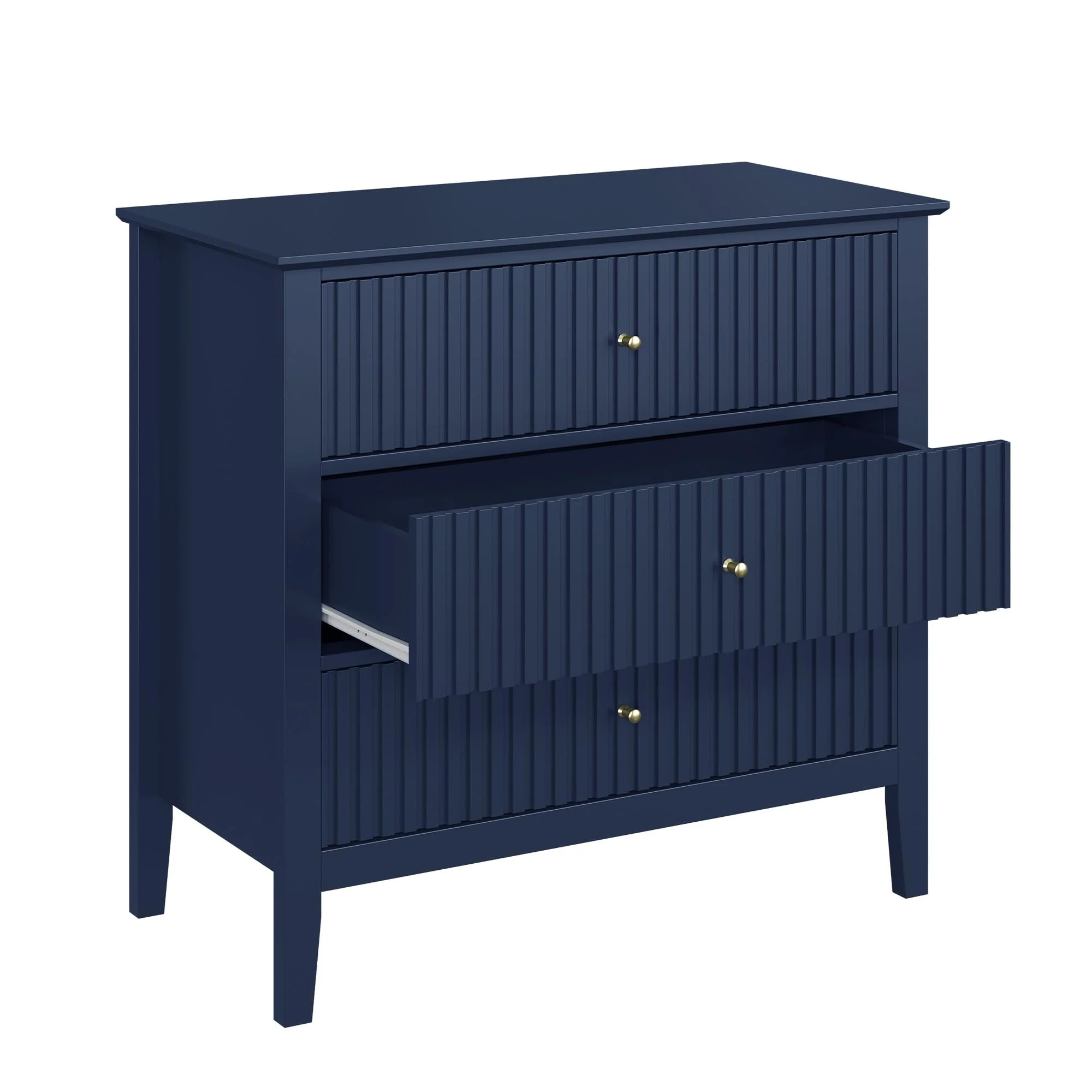 Heynemo Beige 6 Drawer Dresser, Fluted Modern Wood Chest - Image 54