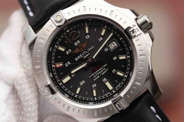 Replica Breitling Colt Automatic 44mm SS GF Black Textured Dial Black Leather Strap A2824 - Top club