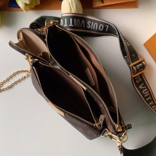 Louis Vuitton Multi Pochette Accessoires Khaki and Pink Strap1:1High-quality replica
