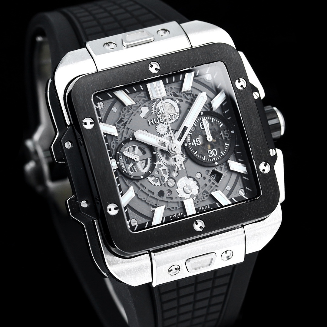 Hublot Big Bang, Square Bang Unico 42mm Textured Rubber Strap(1:1 replica) - Top club