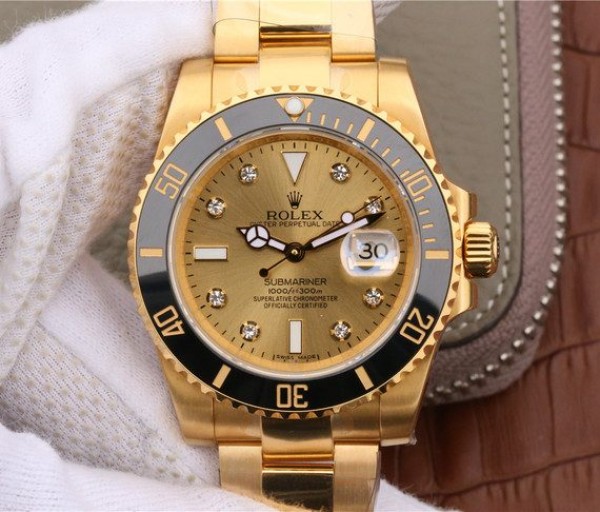 Replica Rolex Submariner 116613 LN Diamonds Markers YG Dial SS/YG Bracelet Eat2836 - Top club