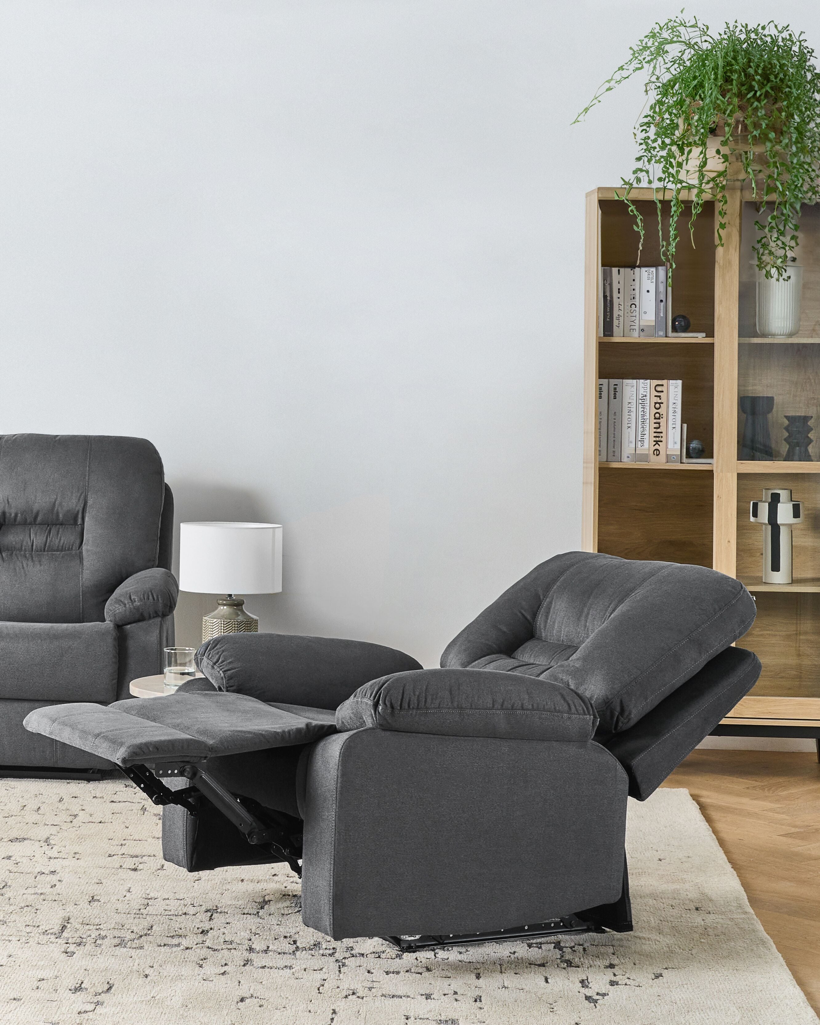Recliner Chair BERGEN with Footrest Fabric Dark Grey