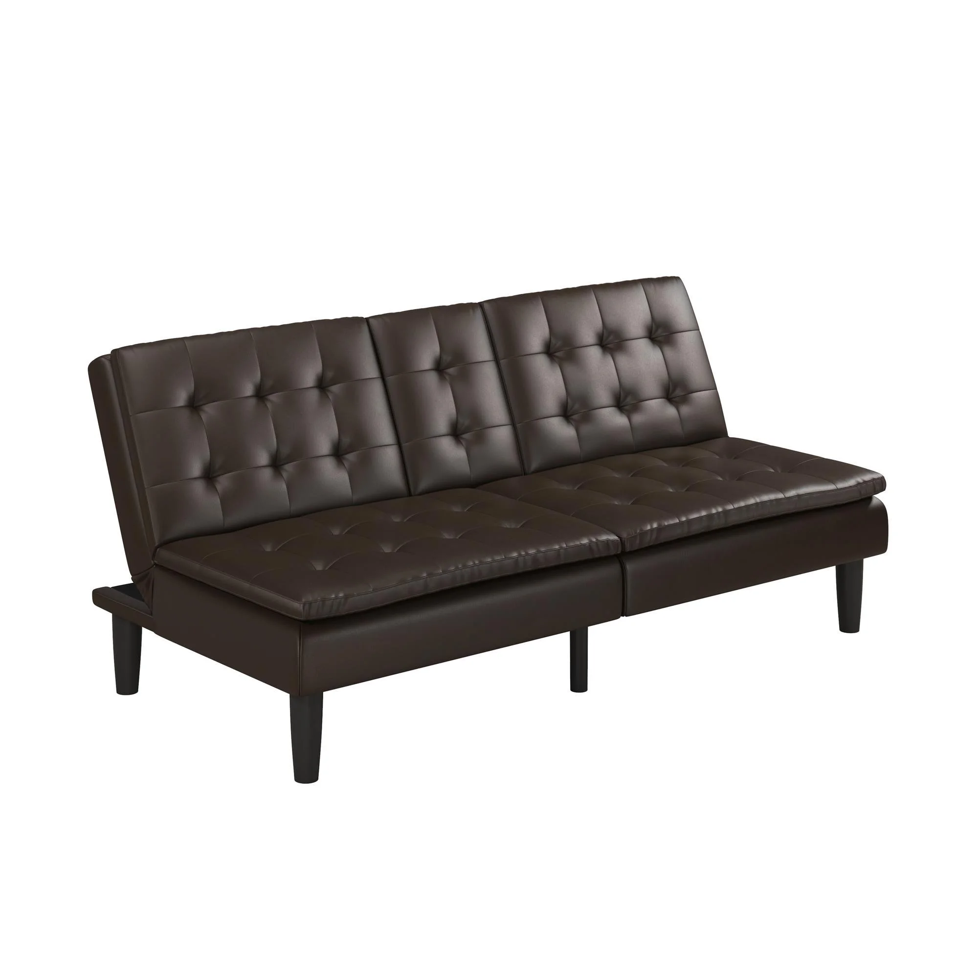 Mainstays Memory Foam 71.5" Futon with Cupholder and USB, Black Faux Leather - Image 63