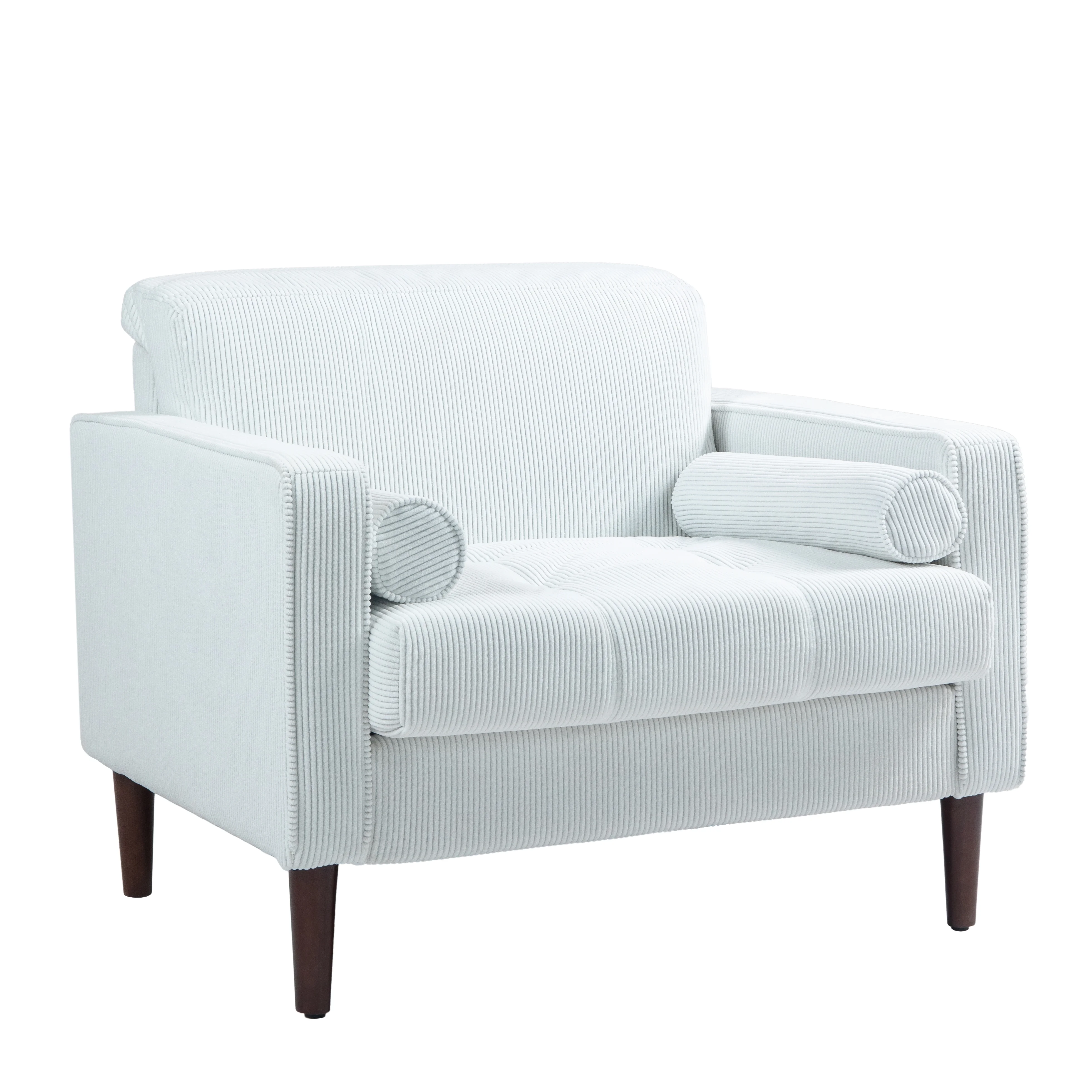 UIXE Corduroy Accent Chair Modern Upholstered Arm Chairs Comfy Reading Armchair with Pillow Armrest Tufted Living Room Single Sofa Lounge Seat, Yellow - Image 23