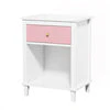 Cfowner Farmhouse Square Nightstand with Storage Drawer, Bedside End Table for Bedroom Nursery Living Room