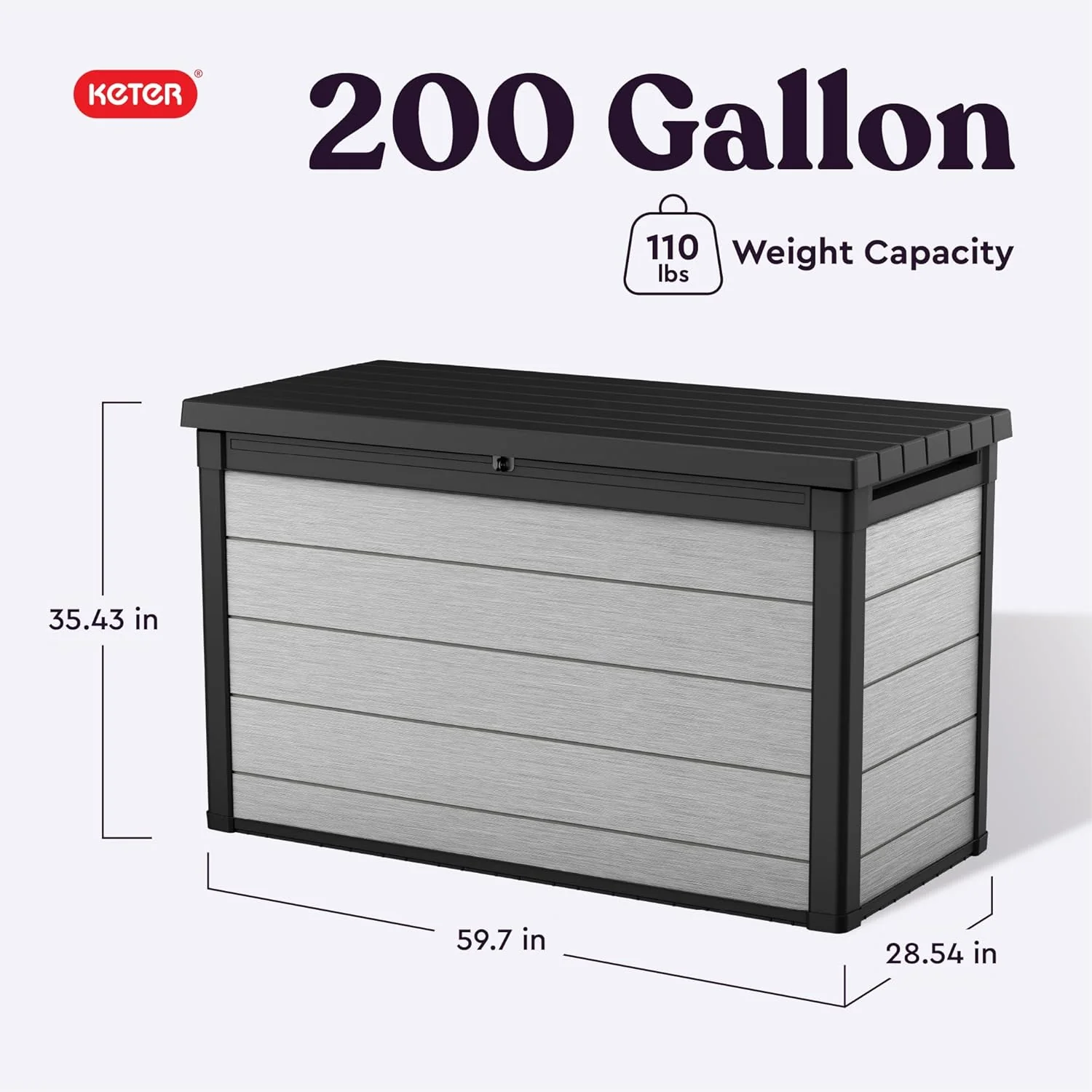 200 Gallon Resin Deck Box, 59.7 in L x 28.5 in W x 35.4 in H - Image 2 200 Gallon Resin Deck Box, 59.7 in L x 28.5 in W x 35.4 in H - Image 2