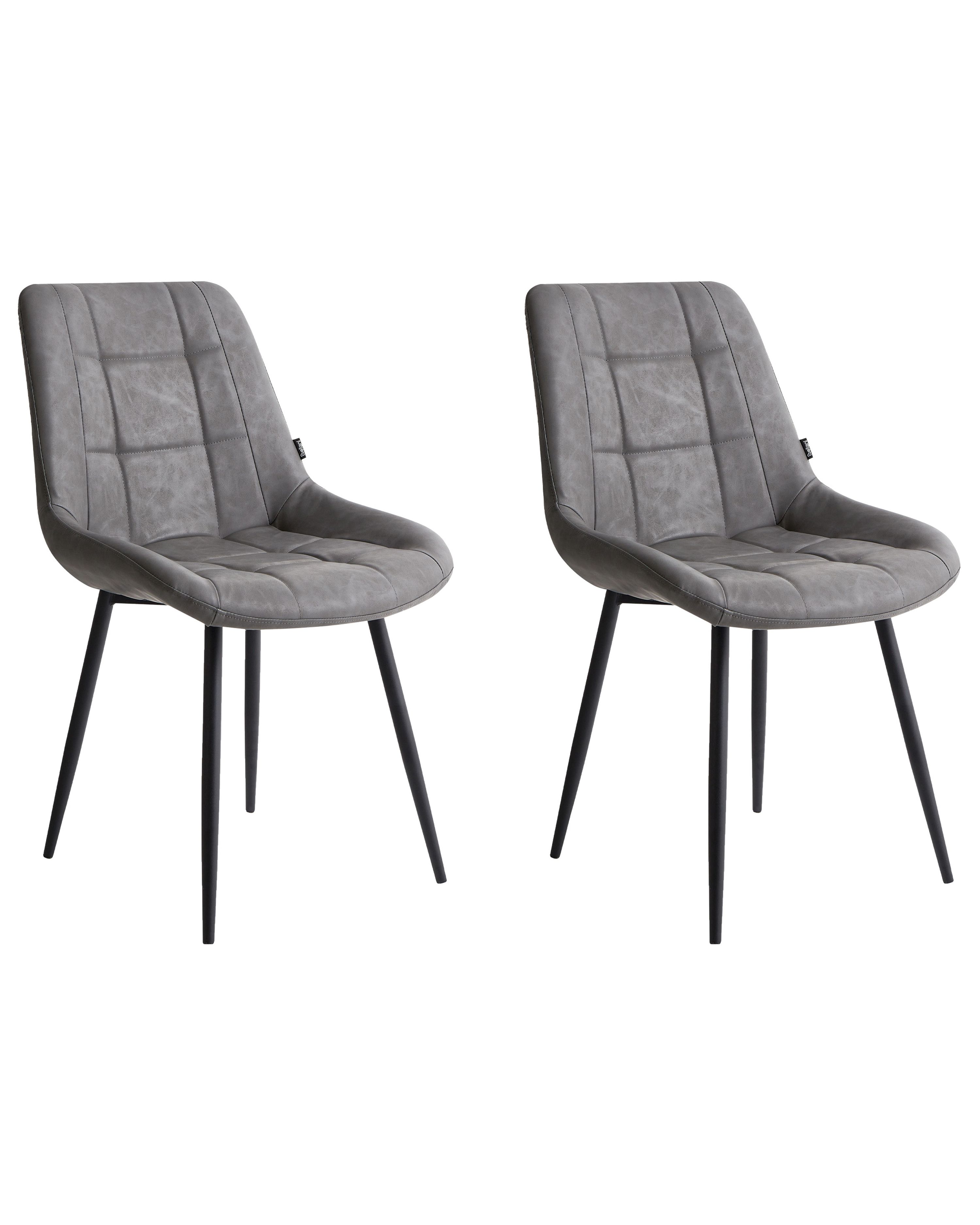 Set of 2 Dining Chairs MELROSE Faux Leather Grey