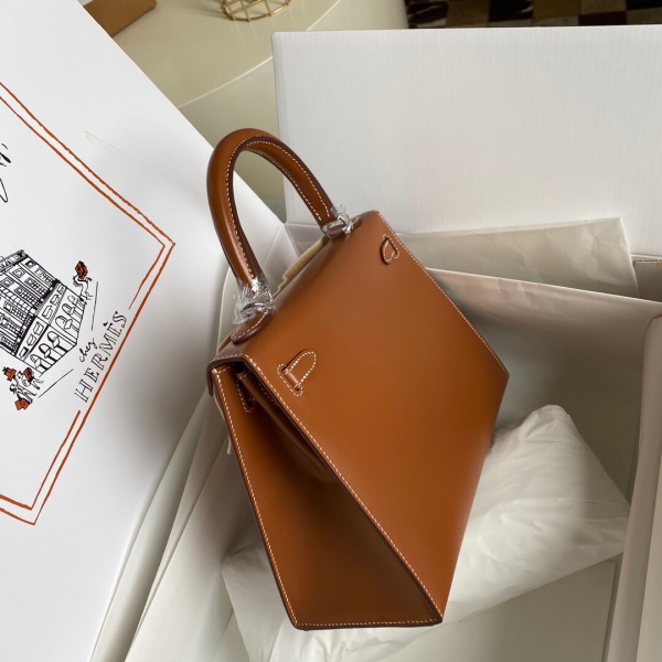 Hermès Kelly 25 Box Leather – Caramel Color1:1High-quality replica
