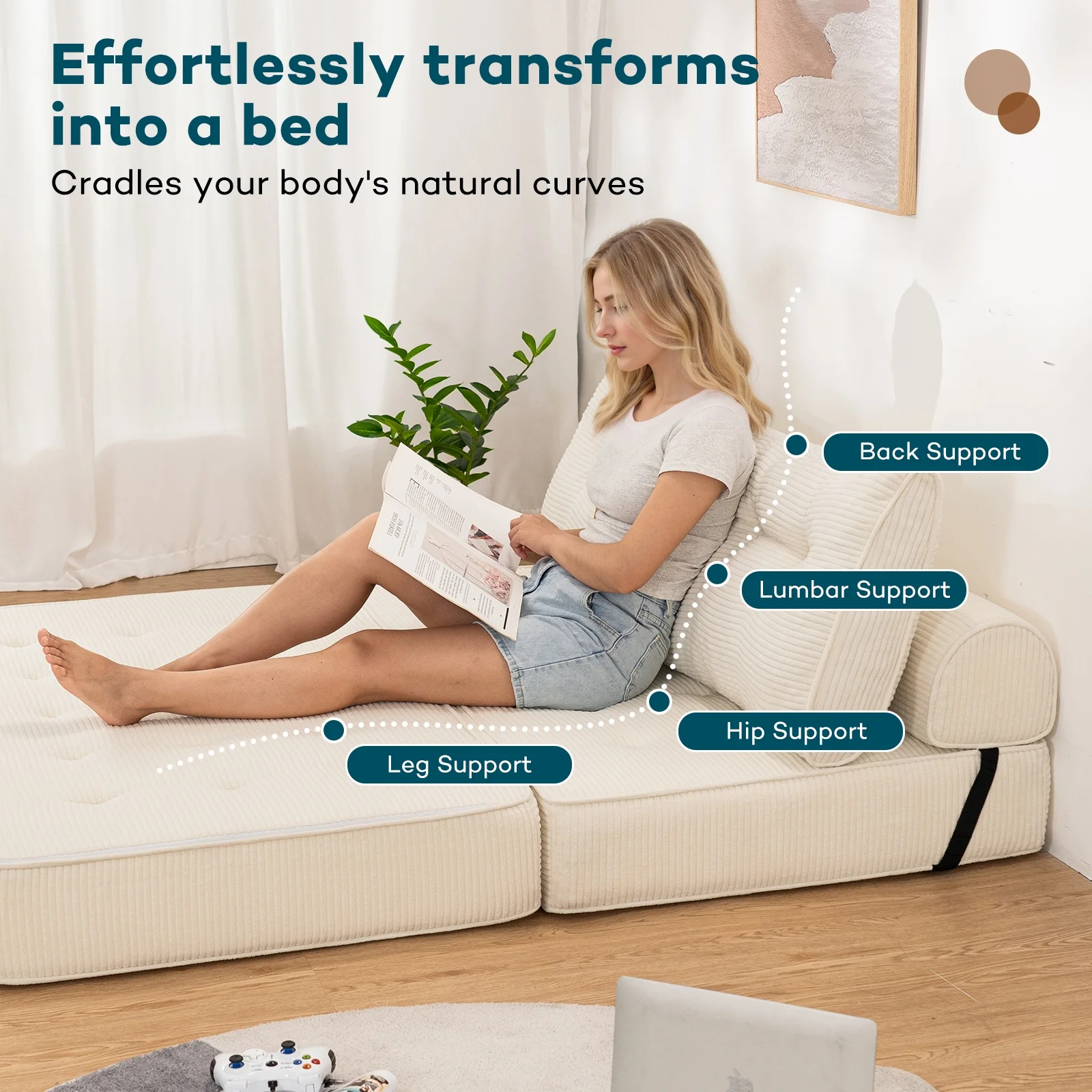 Hommpa Folding Sofa Bed Foldable Couch Bed Convertible Futon Chair with High Density Foam Filling with Pillow for Adult,Comfort chair bed for Living Room Bedroom,Gray,Single - Image 16