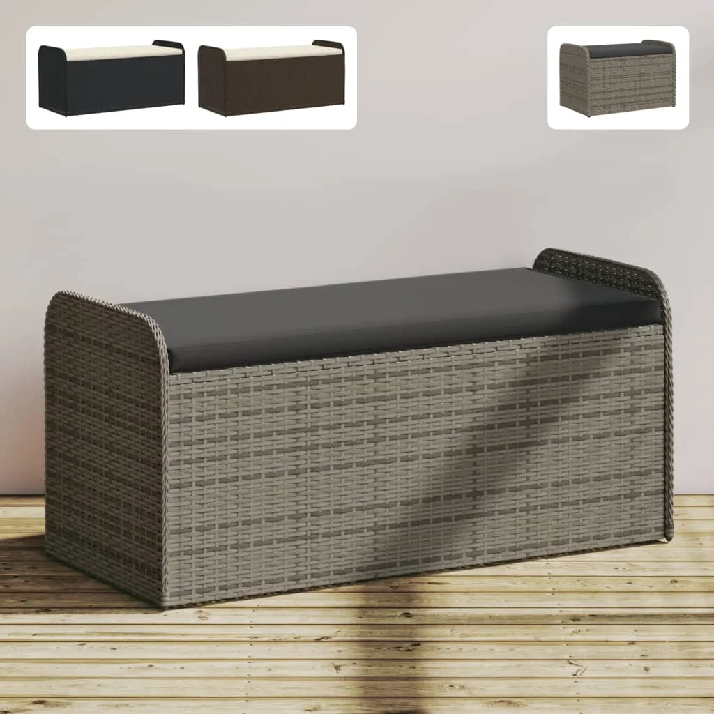 vidaXL Storage Bench with Cushion Outdoor Garden Seat Furniture Poly Rattan - Image 61