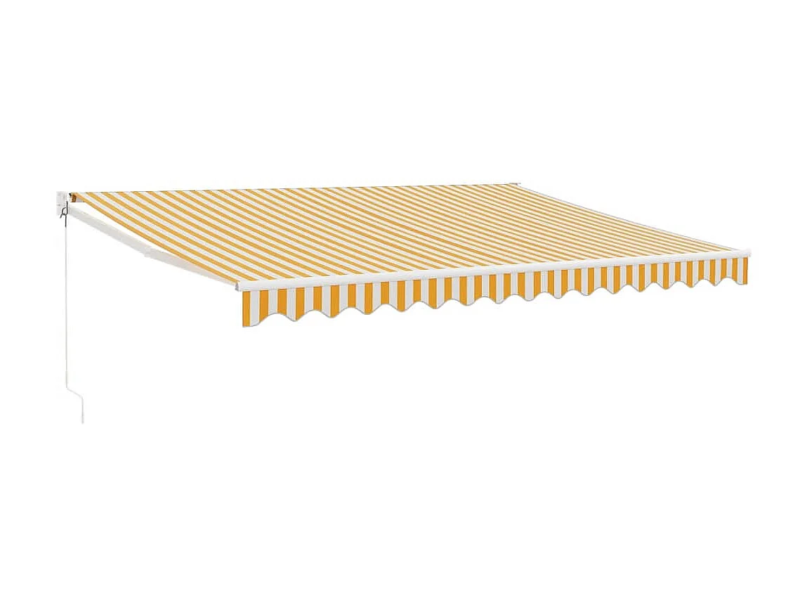 Auvent rétractable jaune et blanc 4,5x3 m tissu et aluminium WVGQ4330