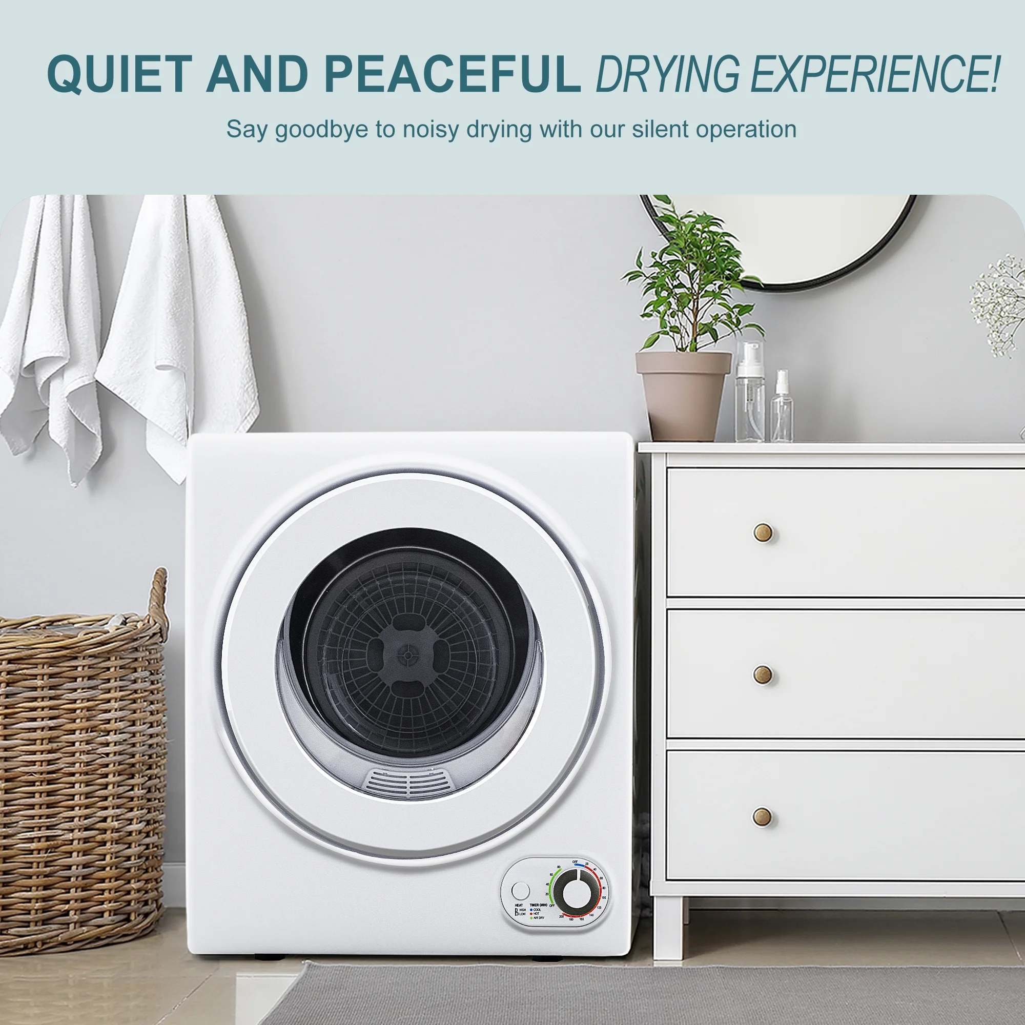 Simzlife 1.6 Cu. ft. Portable Clothes Dryer, Electric Compact Dryer Machine, 19.5 in W, 23.6 in H - Image 10