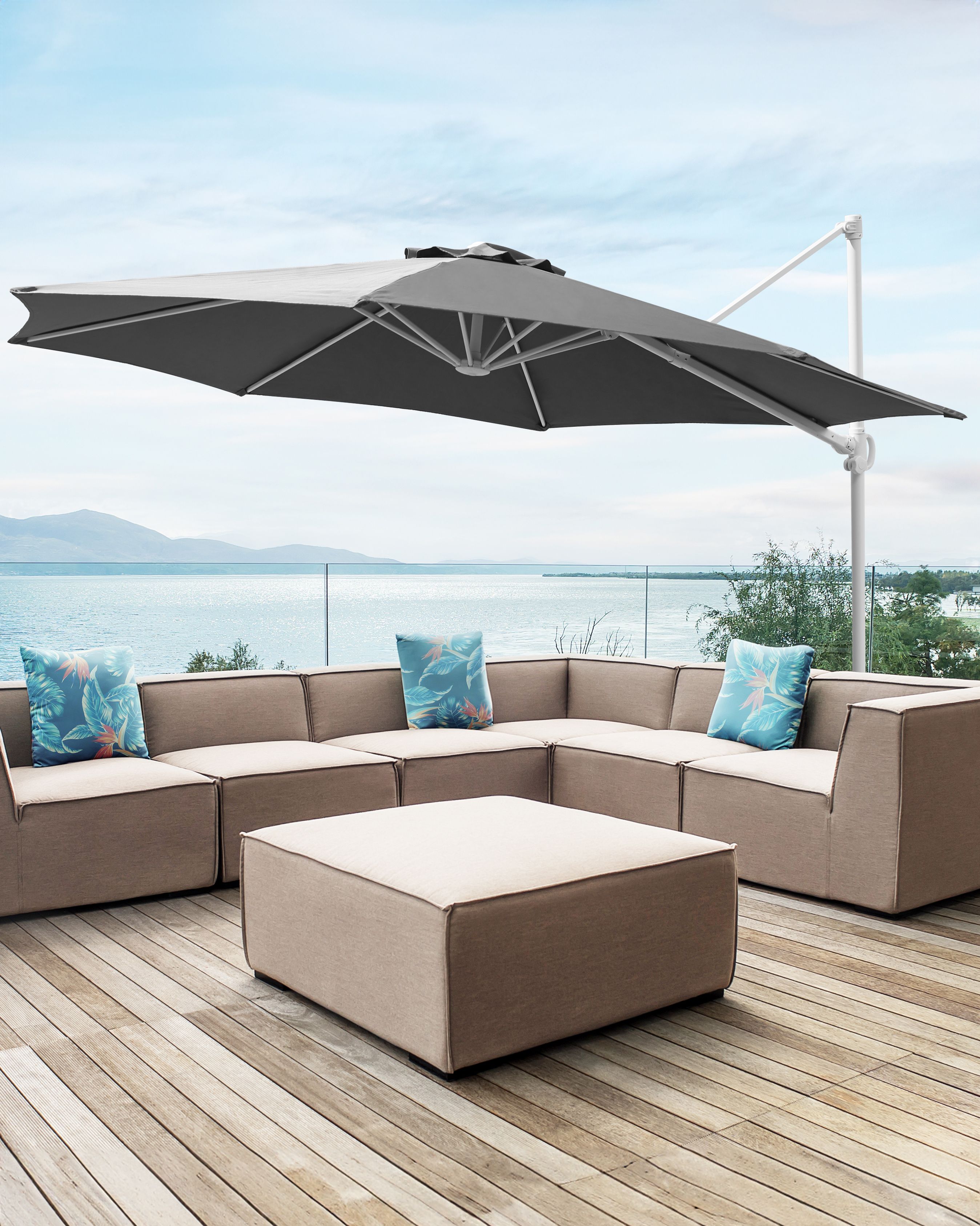 Cantilever Parasol 295 cm SAVONA II Dark Grey