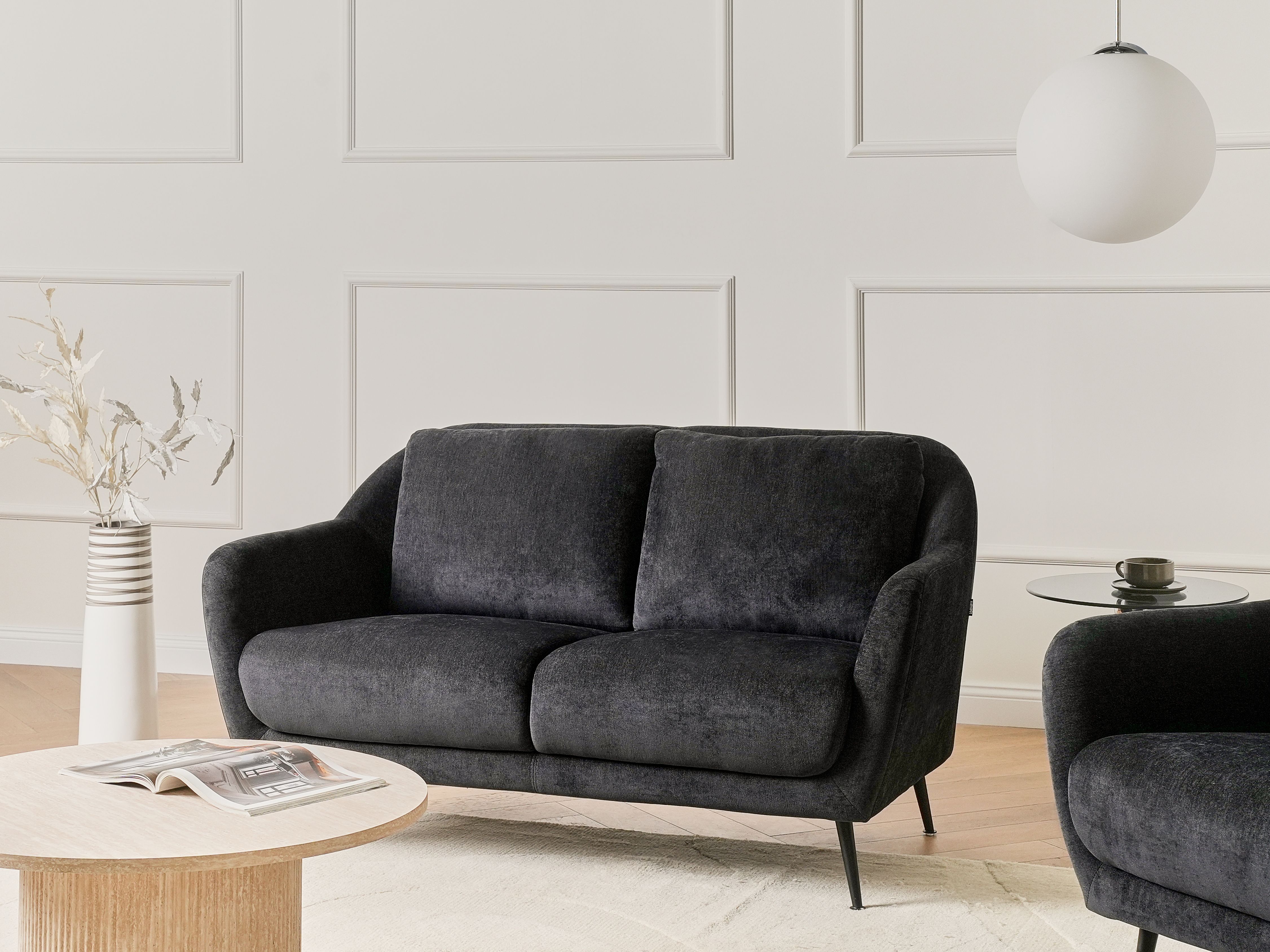 Sofa 2 Seater EIBY Chenille Black