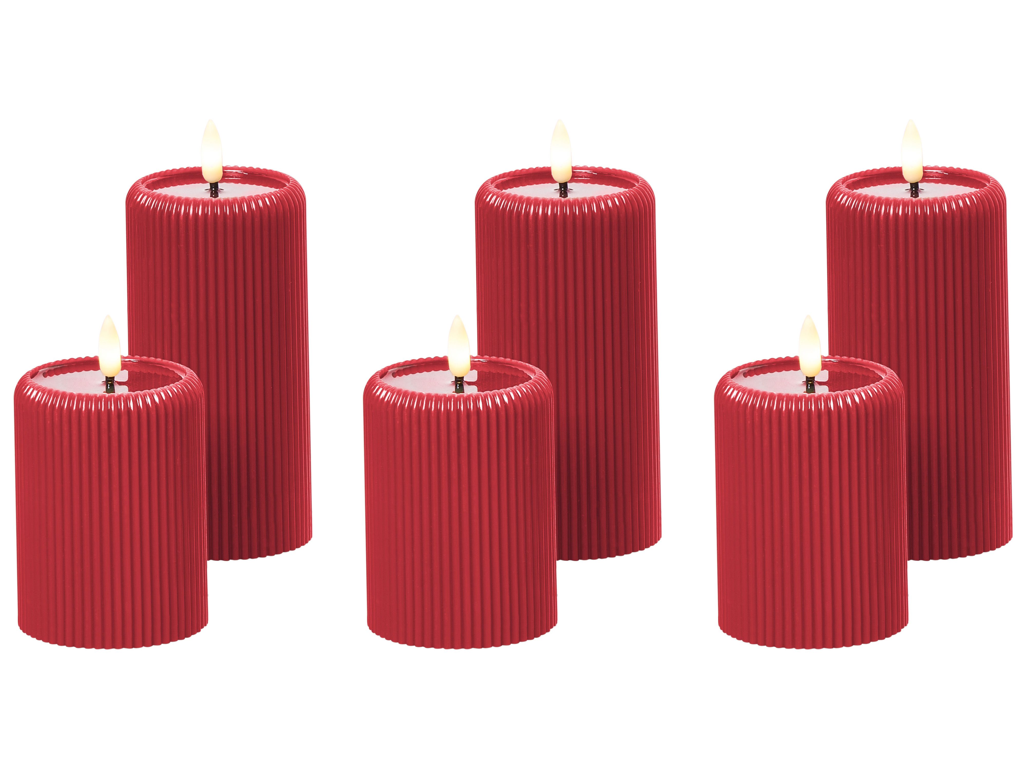 Set of 6 LED Candles NOISETTE 10/16 cm Red