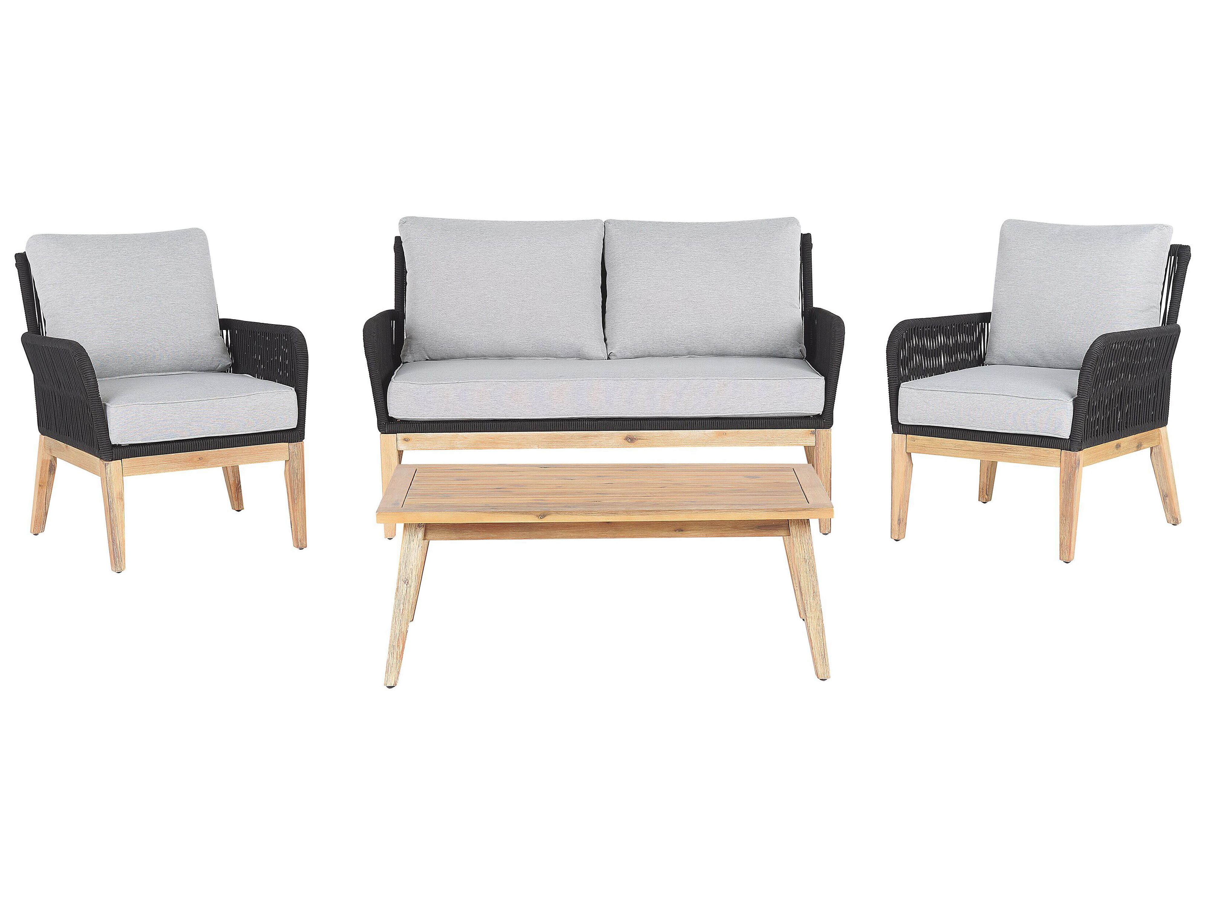 Garden Lounge Set with Table 4 Seater MERANO Acacia Wood Grey