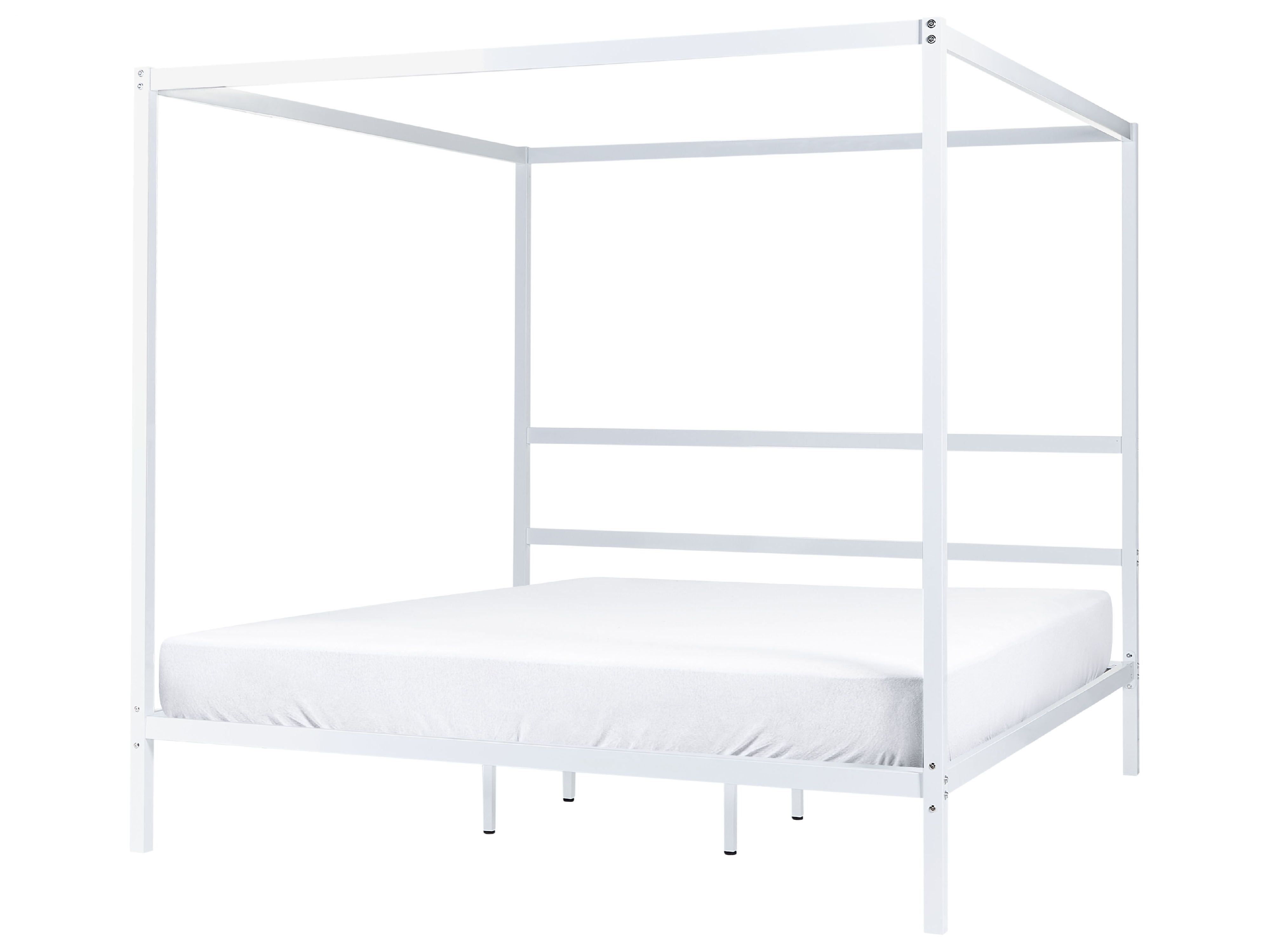 Four Poster Bed Metal LESTARDS 180 x 200 cm (EU Super King) White