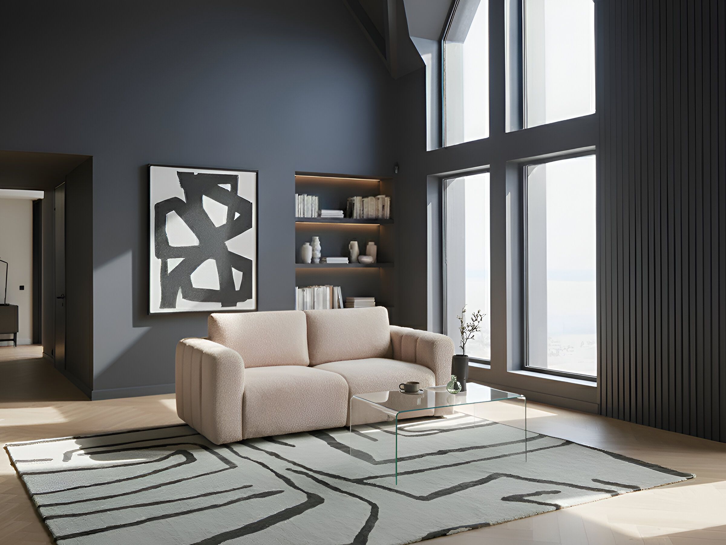 Modular Sofa 2 Seater KIVVIK Boucle Beige
