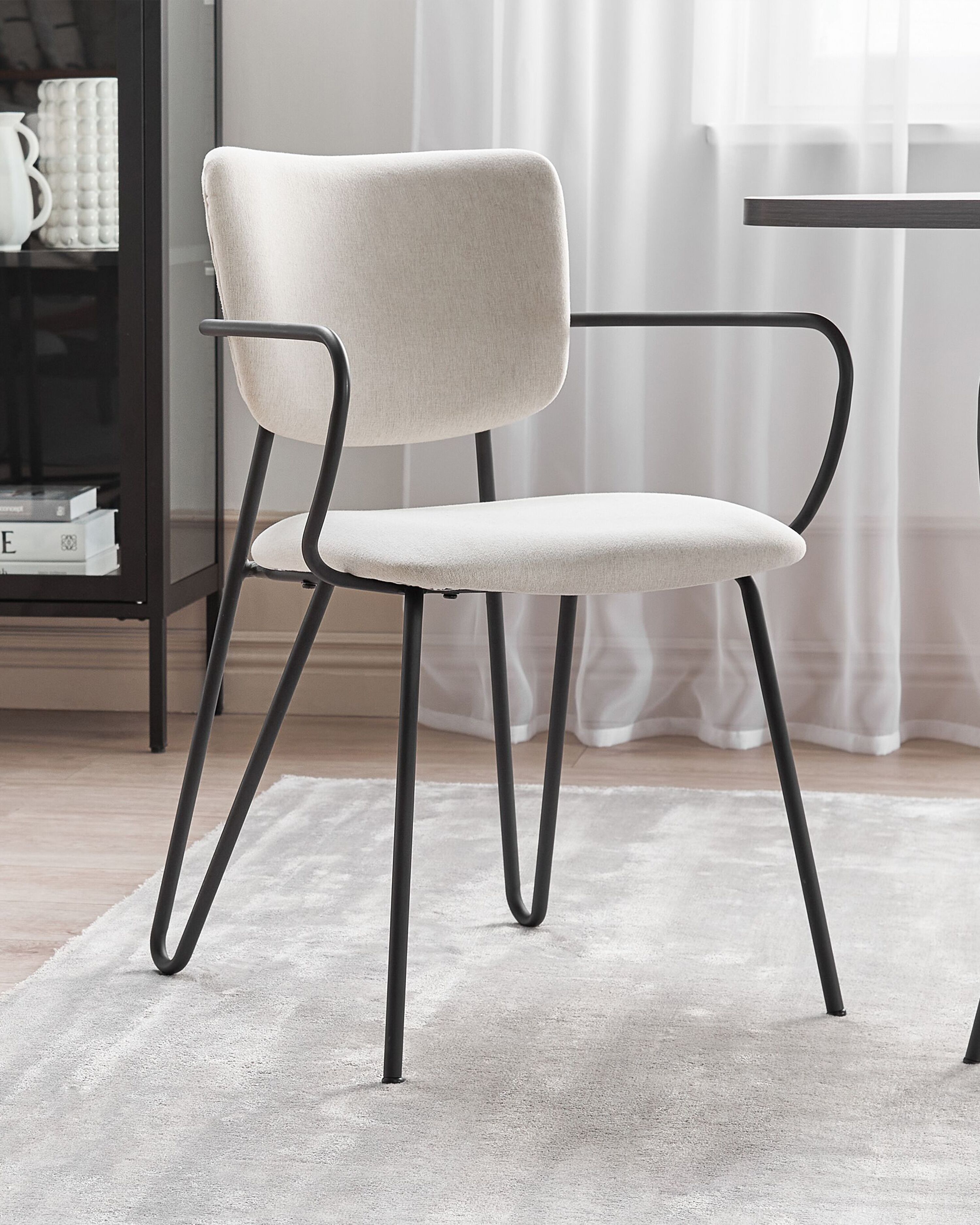 Set of 2 Dining Chairs ELKO Fabric Off-White